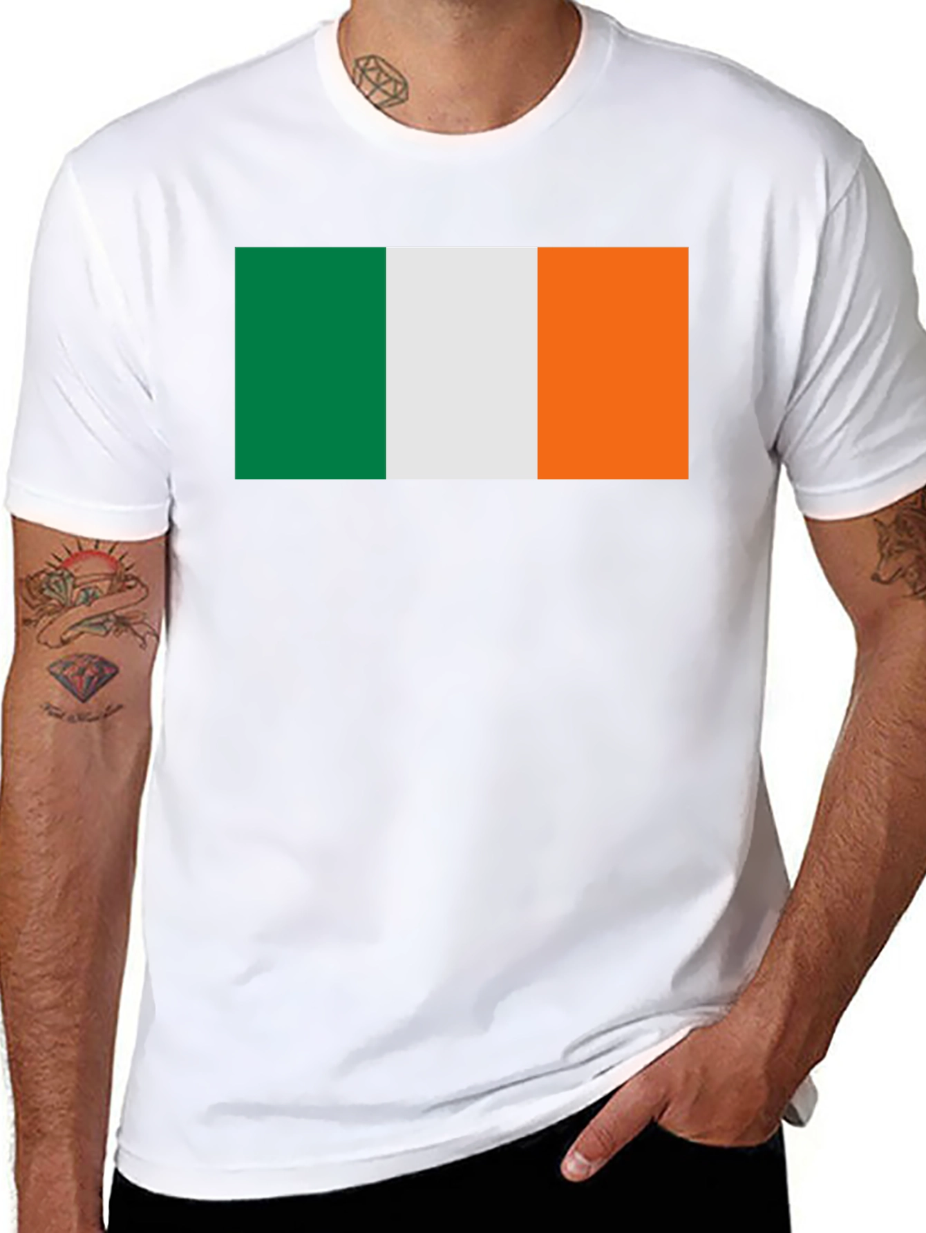 Ireland Flag Graphic Tee - Black Cotton T-Shirt
