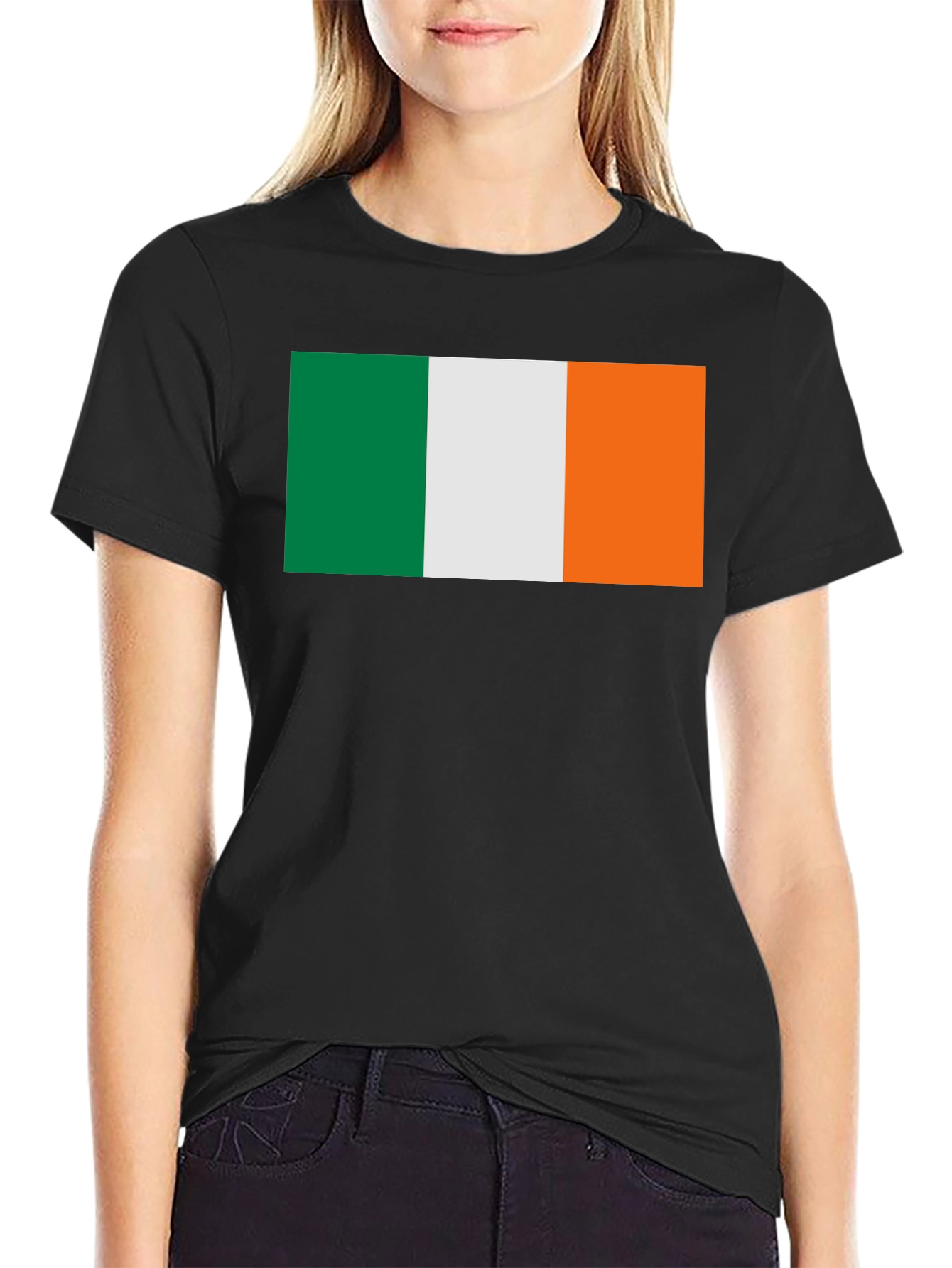 Ireland Flag Graphic Tee - Black Cotton T-Shirt