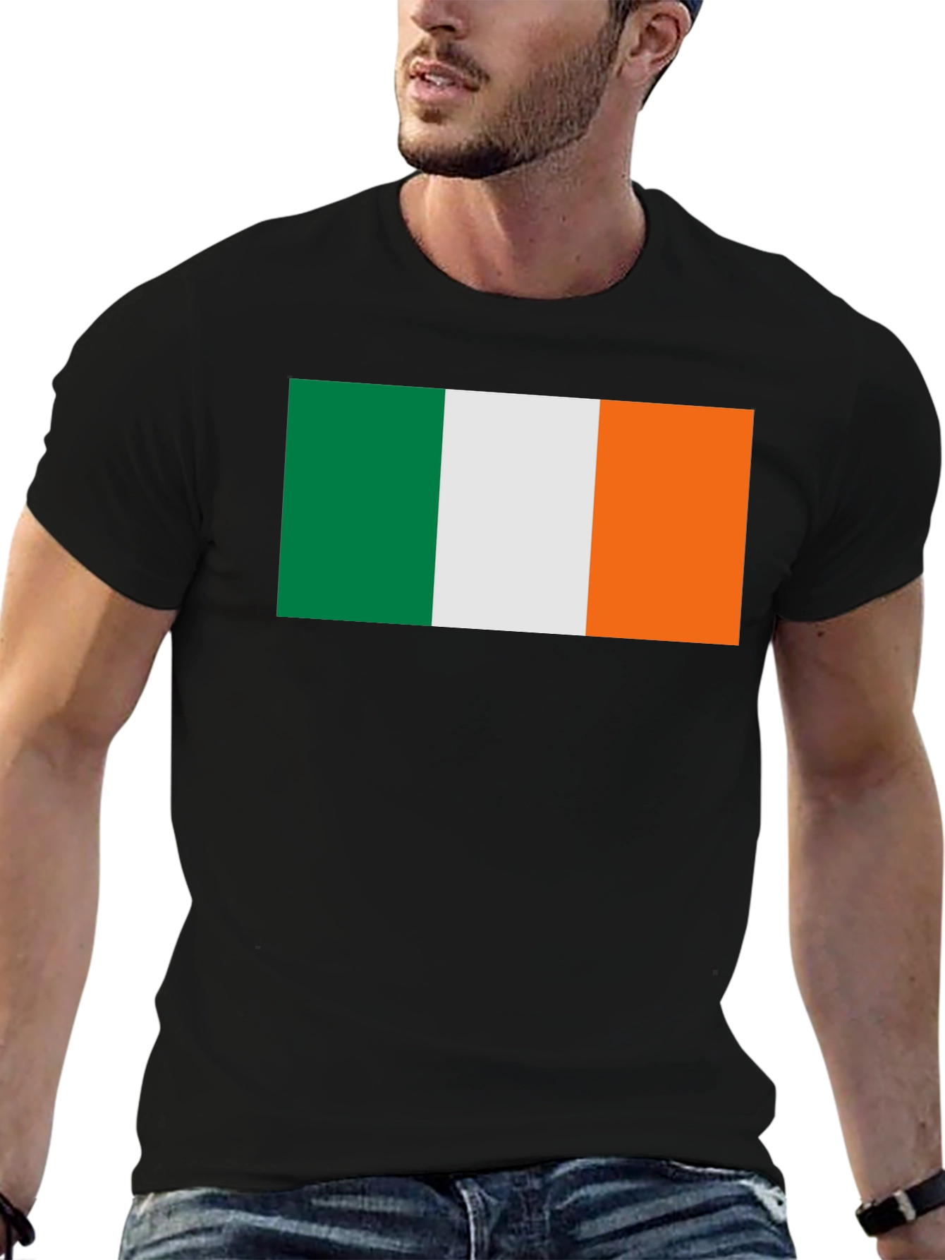 Ireland Flag Graphic Tee - Black Cotton T-Shirt