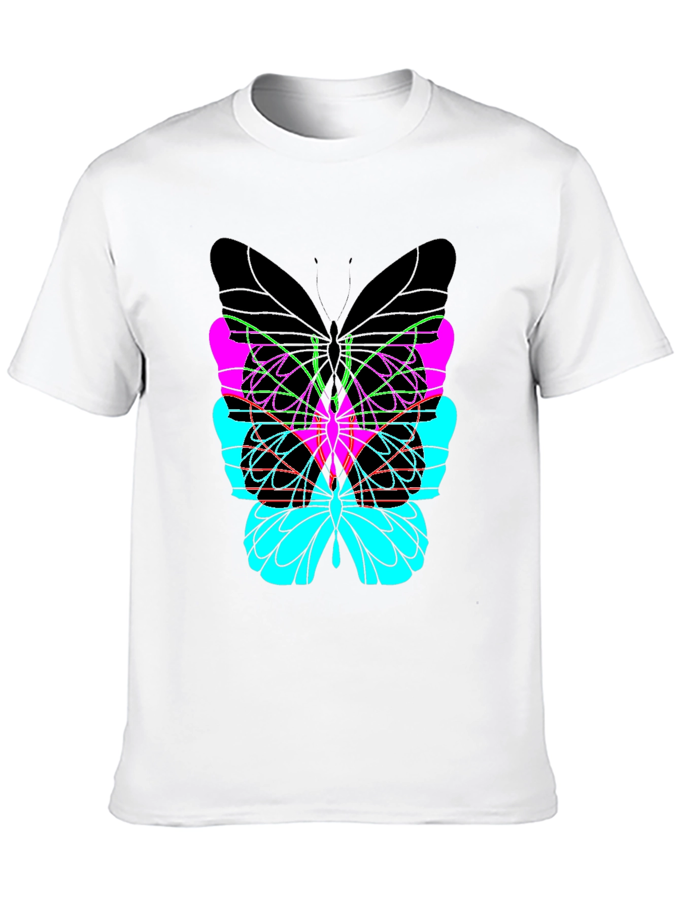 Abstract Butterfly Graphic Black T-Shirt
