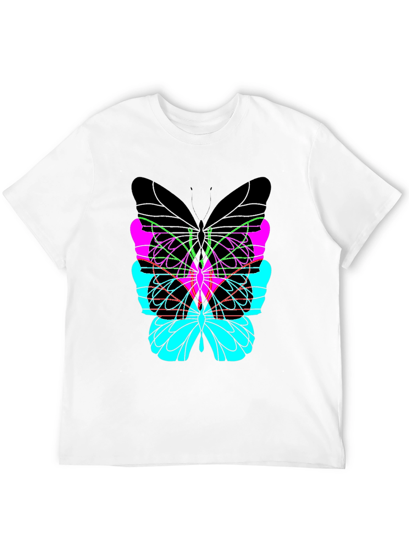 Abstract Butterfly Graphic Black T-Shirt