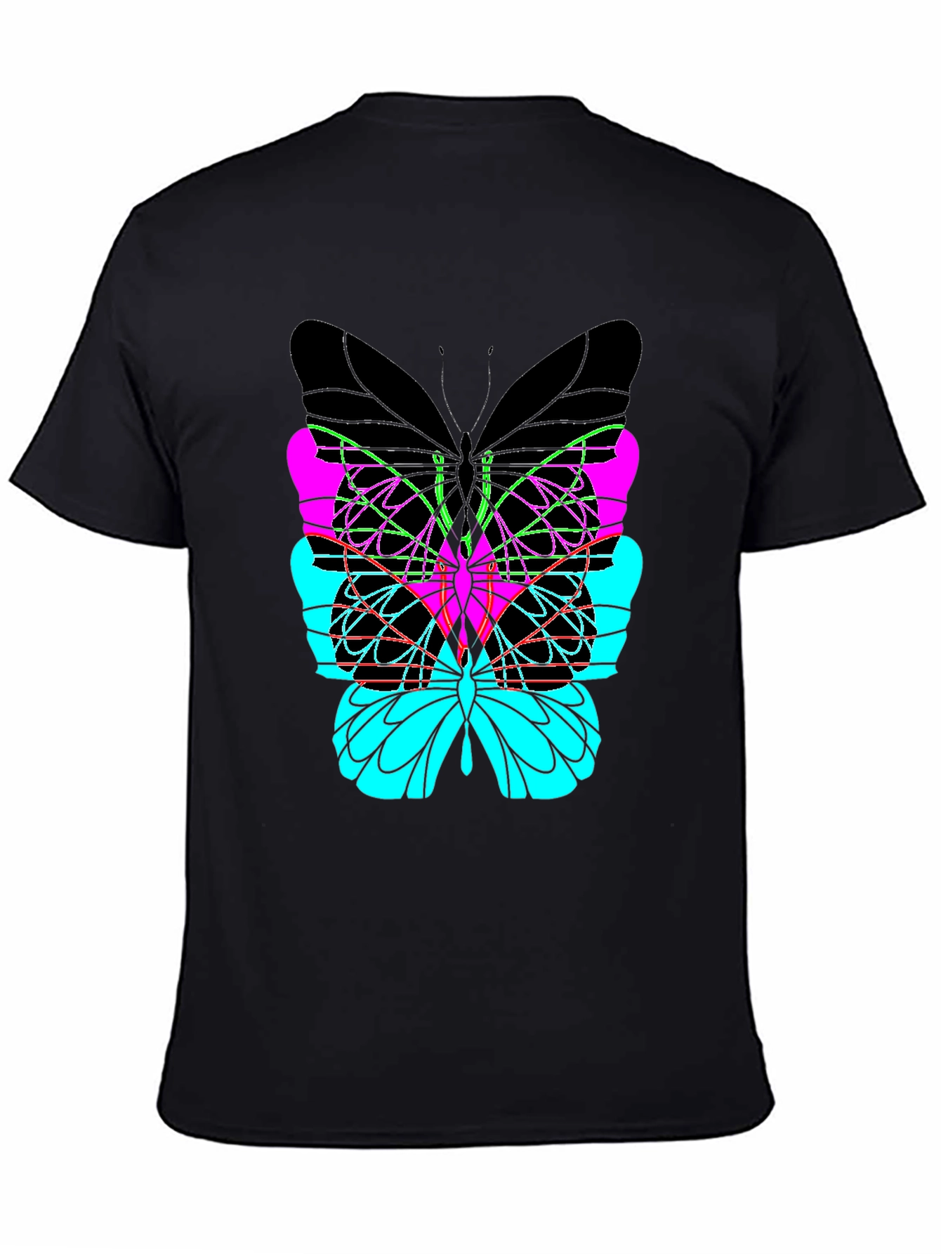 Abstract Butterfly Graphic Black T-Shirt