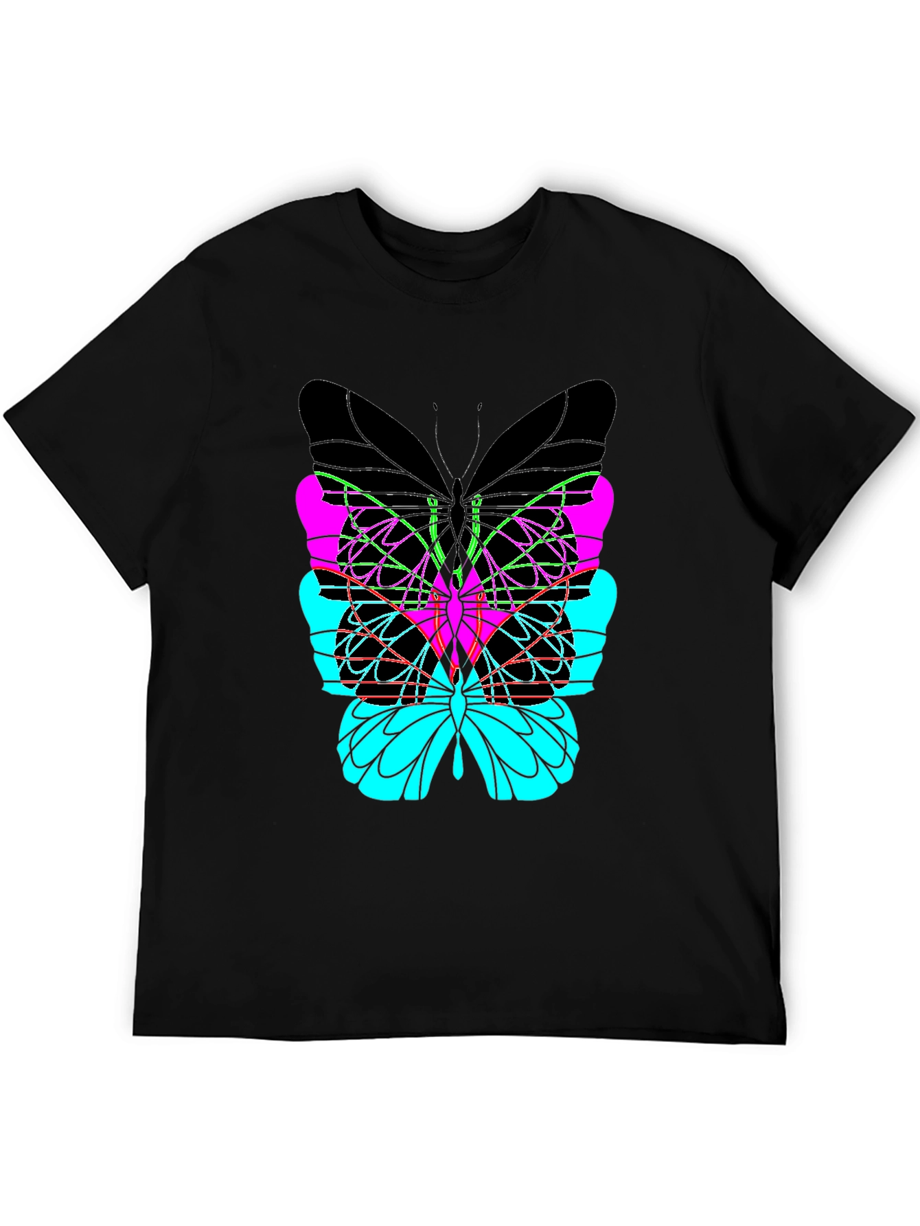 Abstract Butterfly Graphic Black T-Shirt