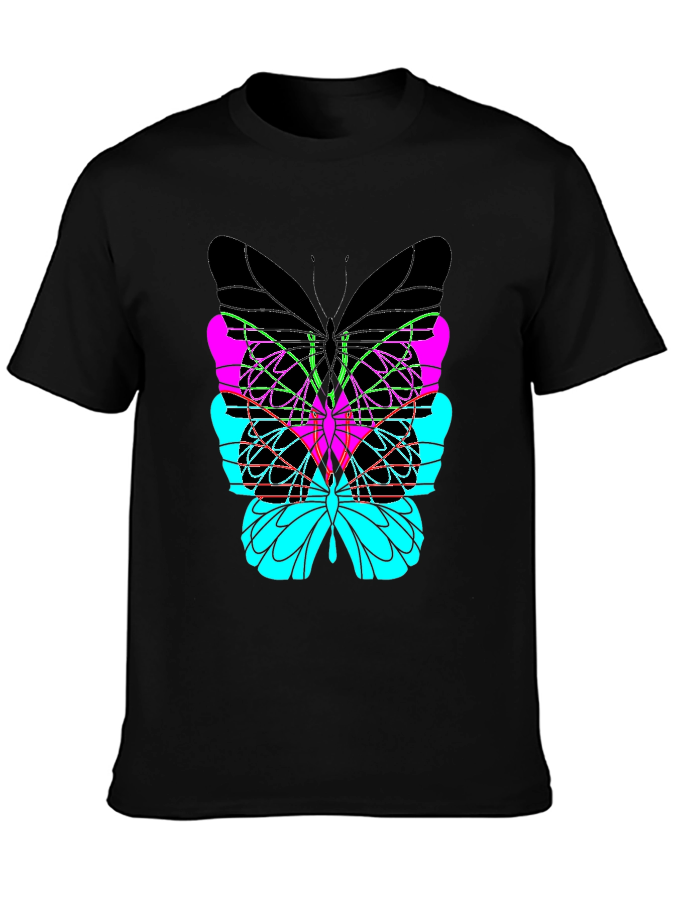 Abstract Butterfly Graphic Black T-Shirt