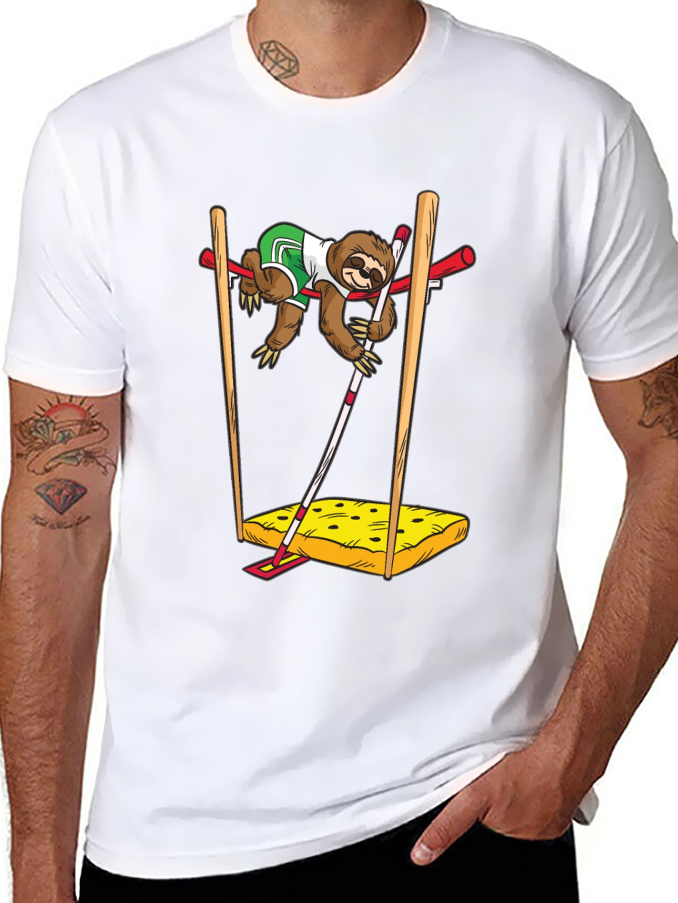 Sloth Pole Vault T-Shirt - Funny Sport Tee