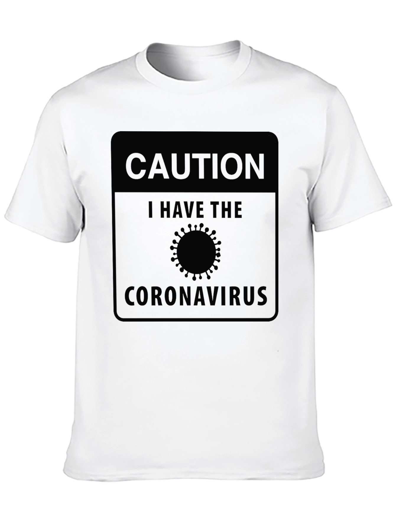 Caution Coronavirus Black Graphic T-Shirt