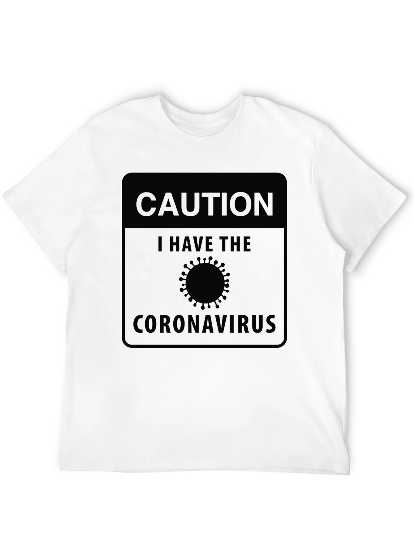 Caution Coronavirus Black Graphic T-Shirt