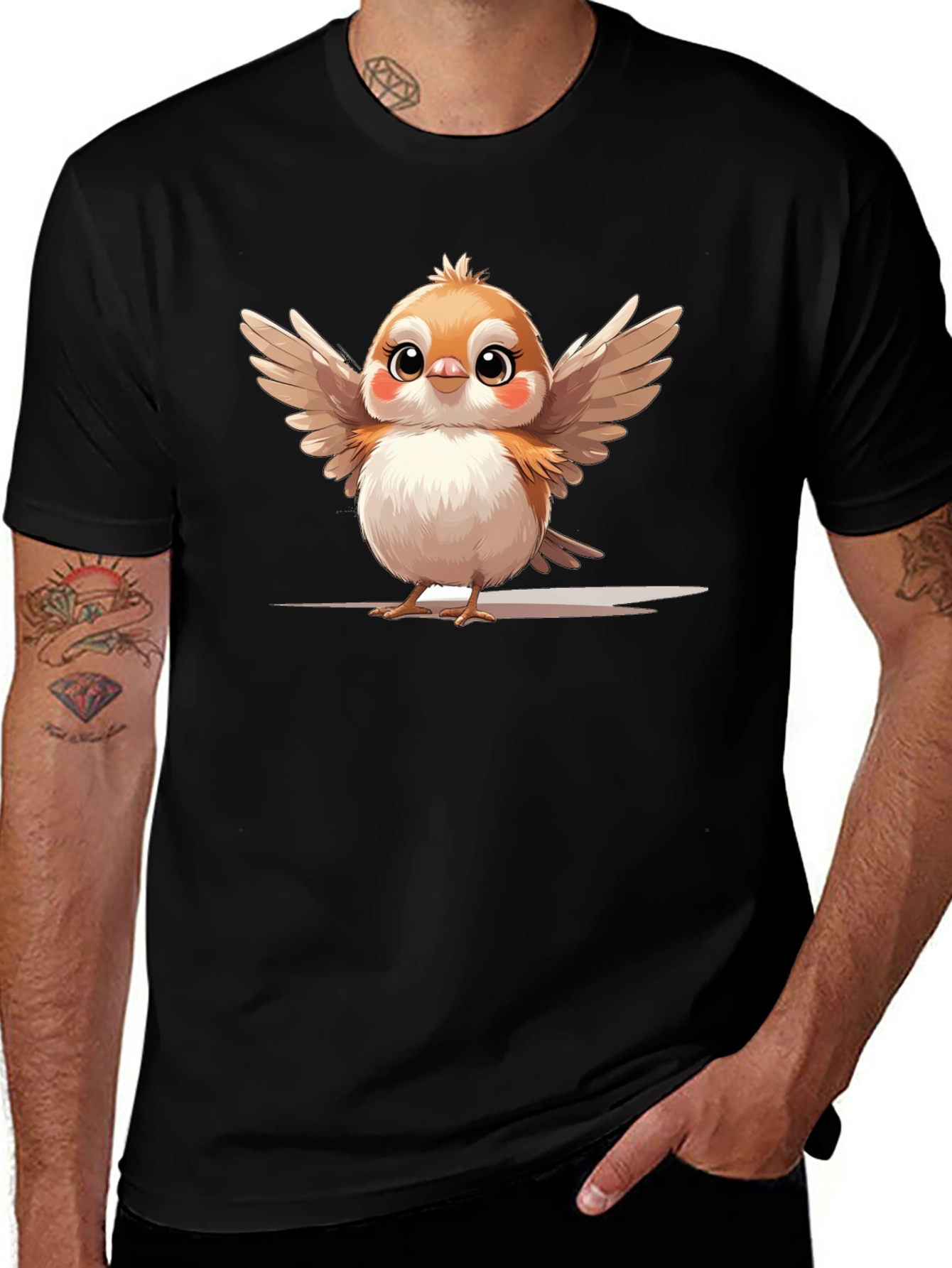 Cute Bird Graphic Tee - Casual Comfort