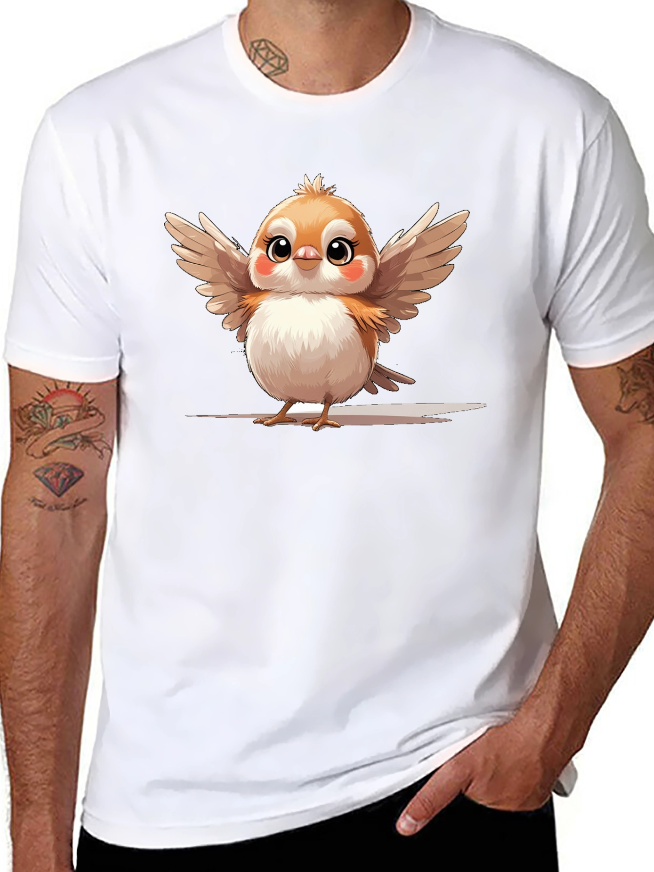 Cute Bird Graphic Tee - Casual Comfort
