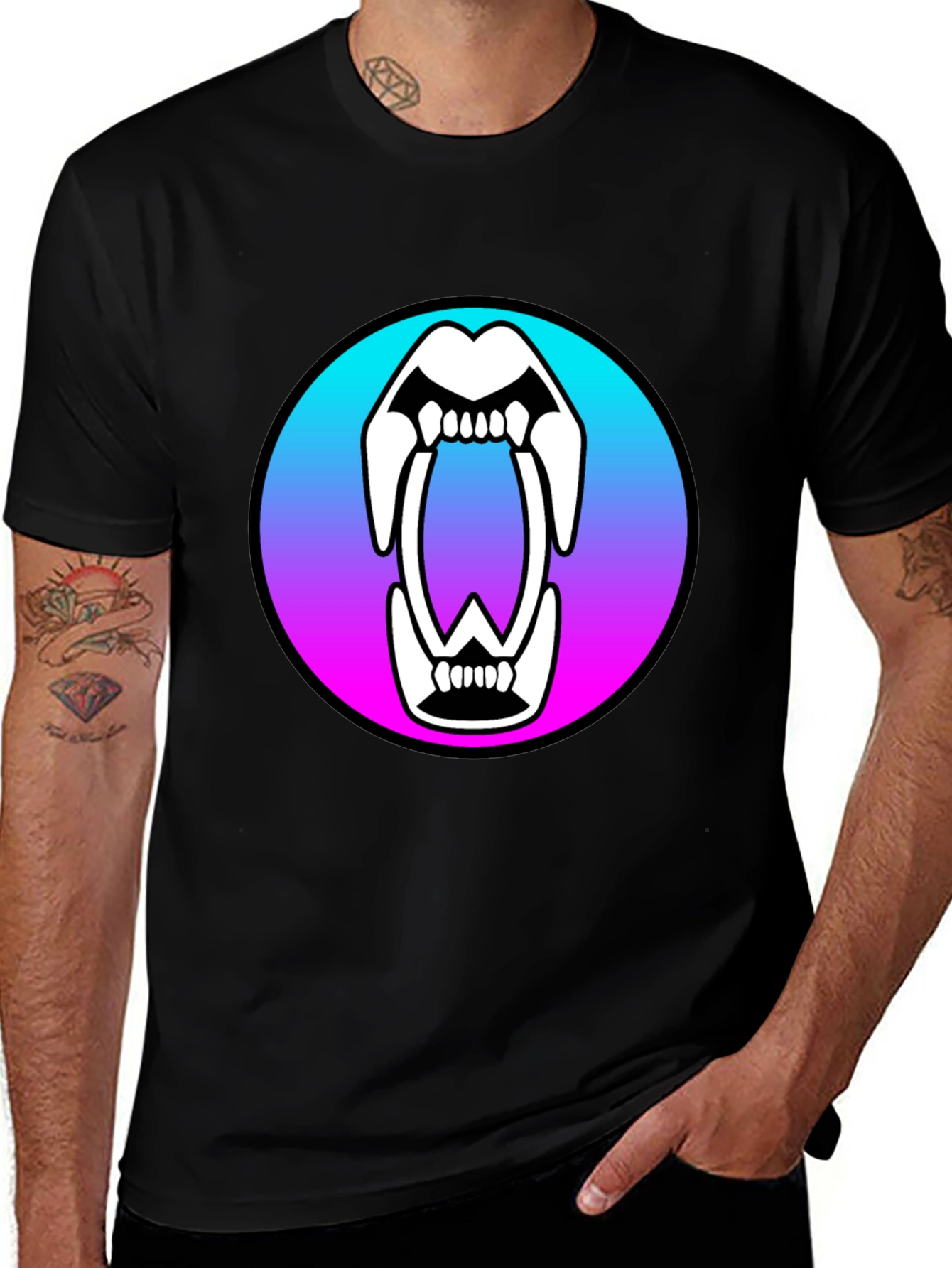 Monster Mouth Graphic T-Shirt - Black