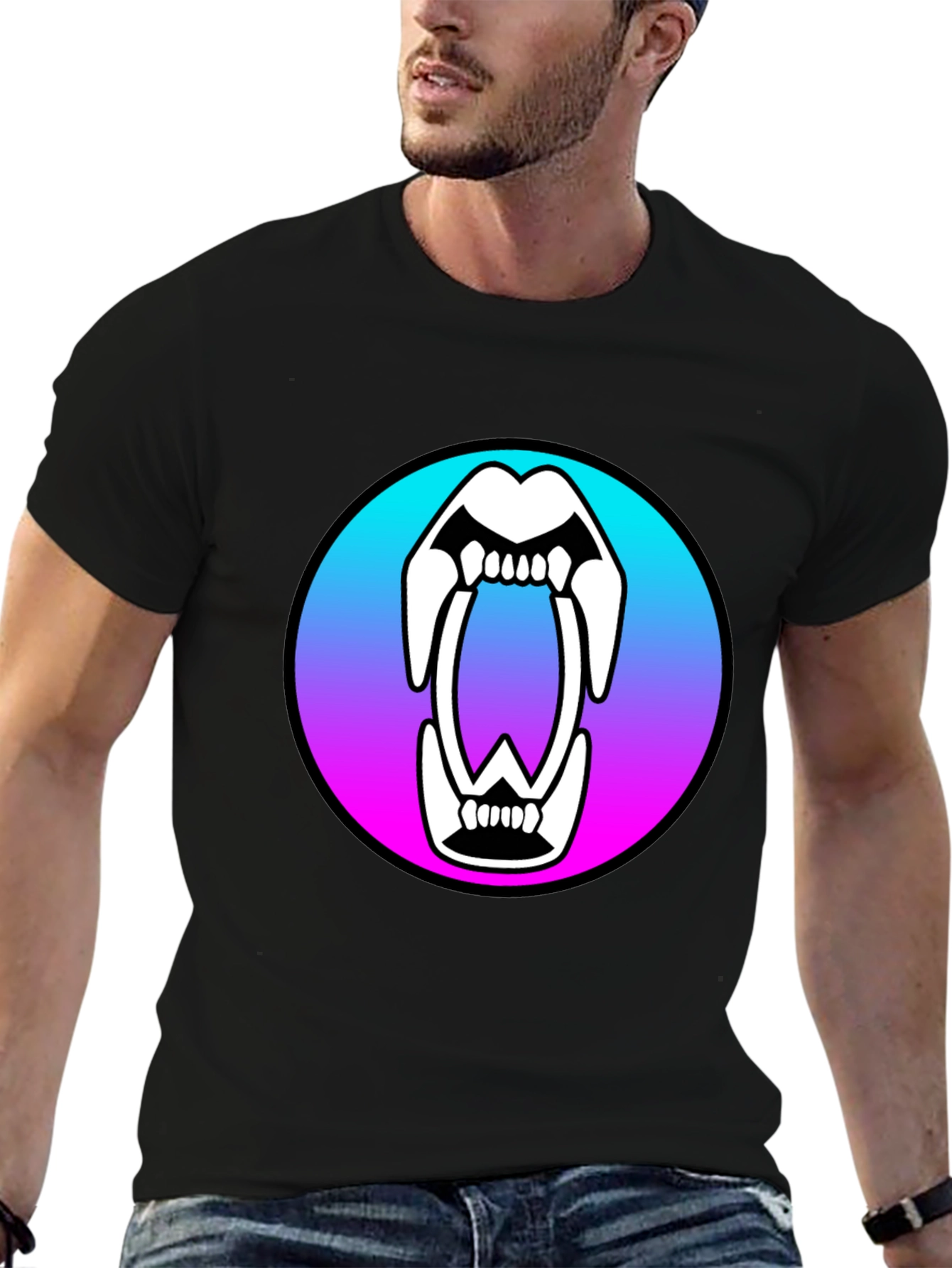 Monster Mouth Graphic T-Shirt - Black