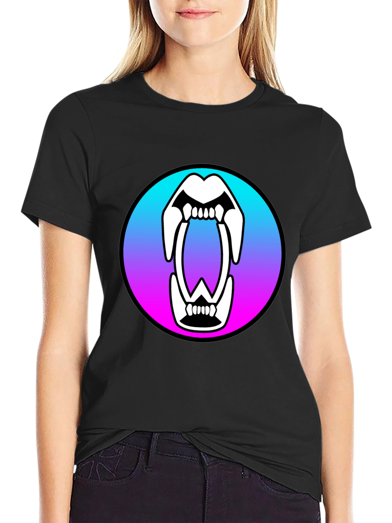 Monster Mouth Graphic T-Shirt - Black