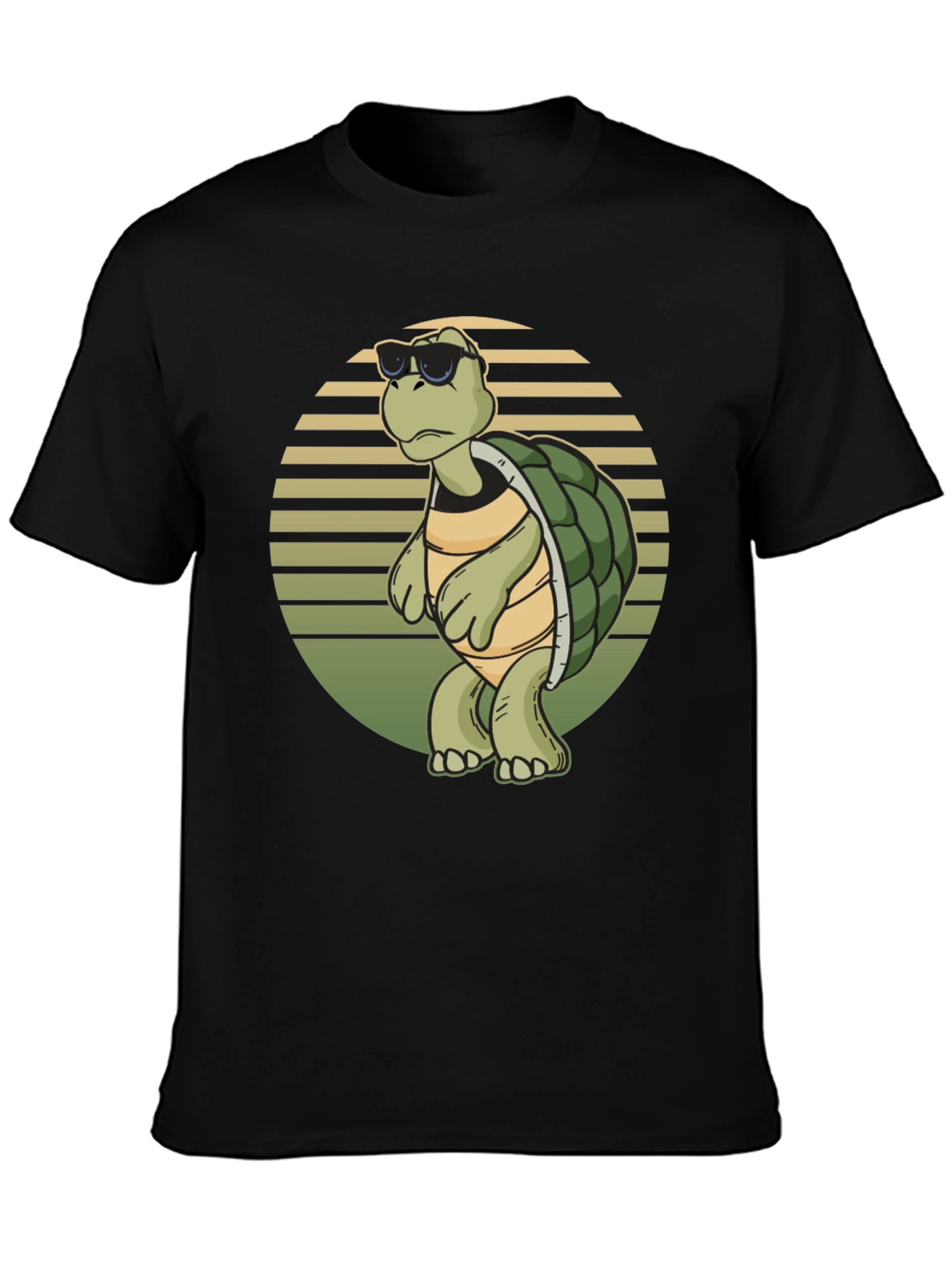 Cool Turtle Graphic Tee - Black Cotton Shirt