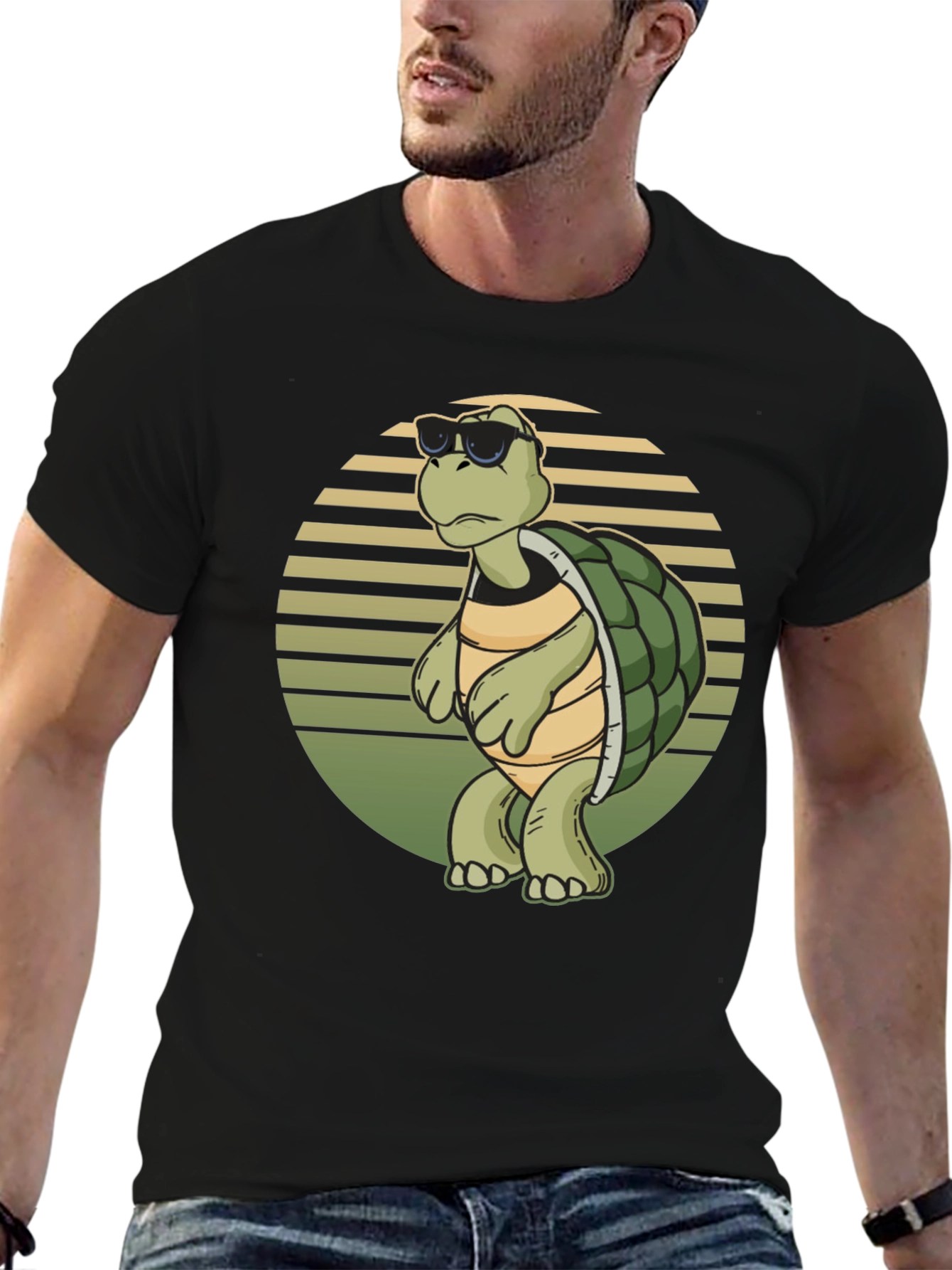 Cool Turtle Graphic Tee - Black Cotton Shirt