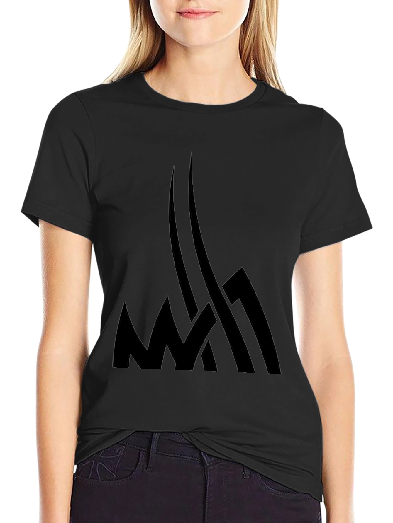 Mens Black Graphic Tee - Abstract Design