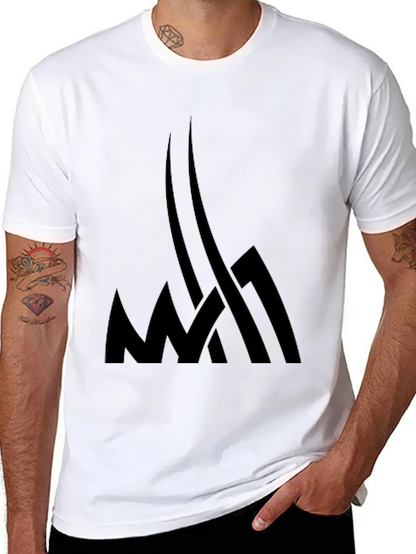 Mens Black Graphic Tee - Abstract Design