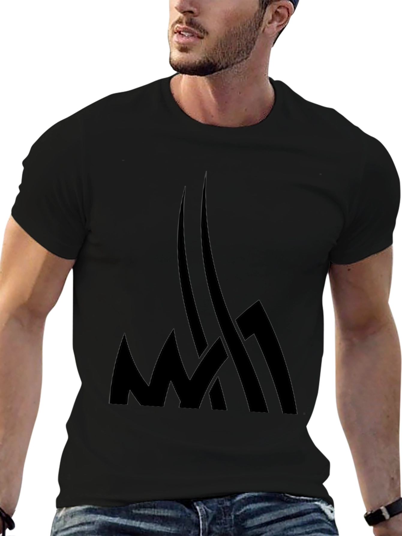 Mens Black Graphic Tee - Abstract Design