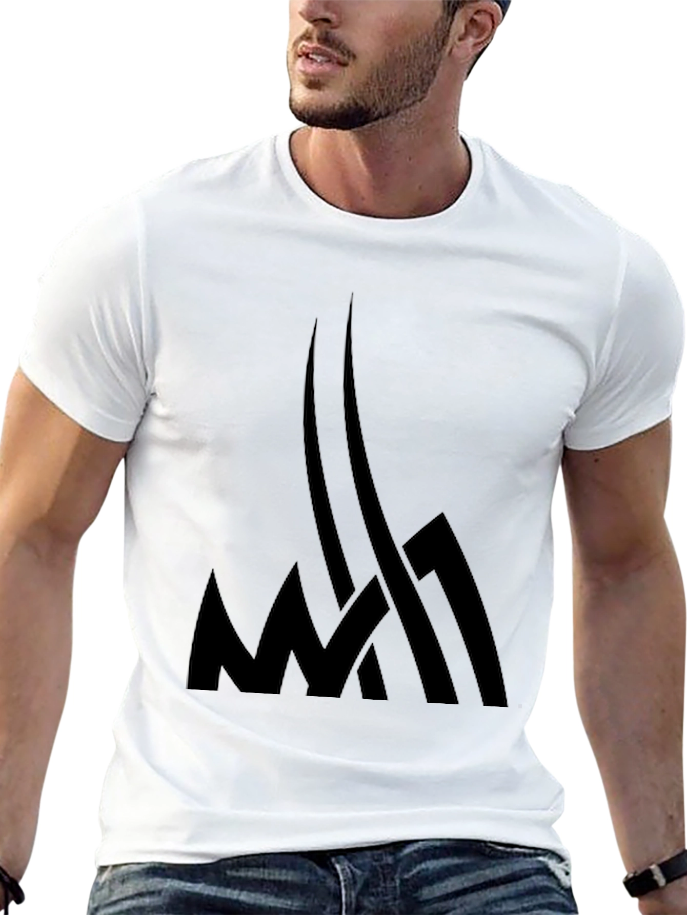 Mens Black Graphic Tee - Abstract Design