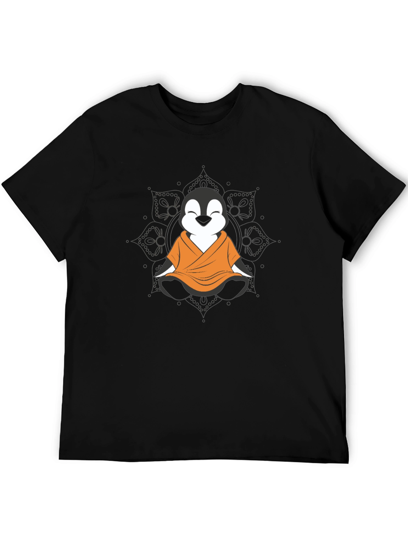Zen Penguin T-Shirt - Meditating Monk Design