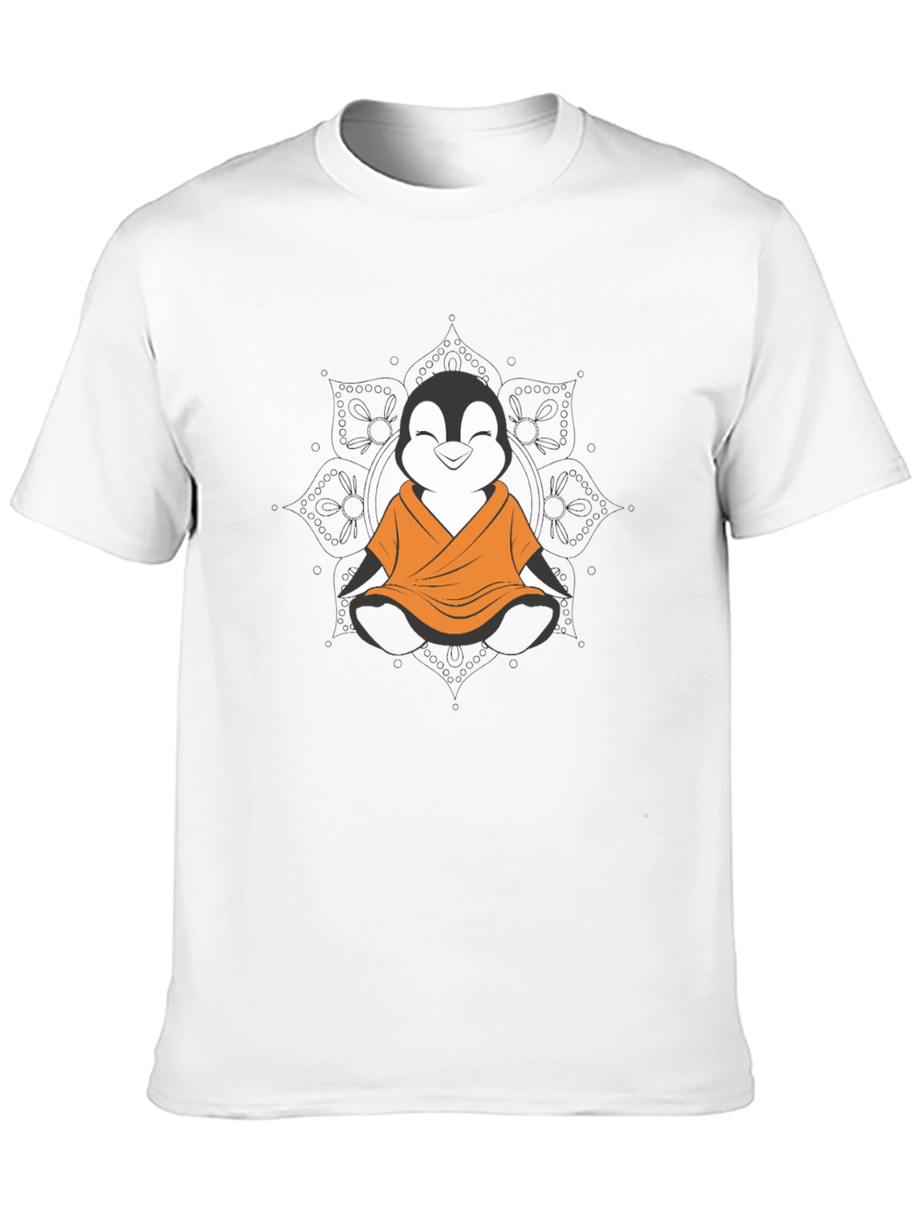 Zen Penguin T-Shirt - Meditating Monk Design