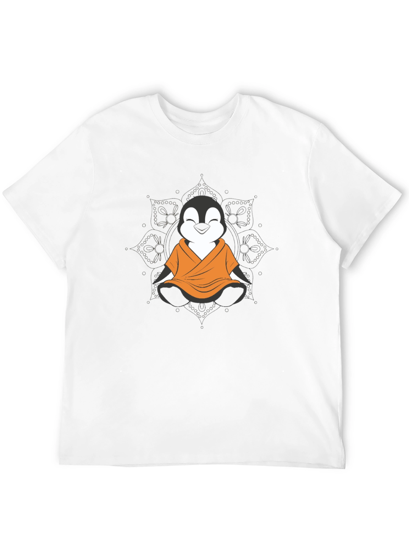 Zen Penguin T-Shirt - Meditating Monk Design