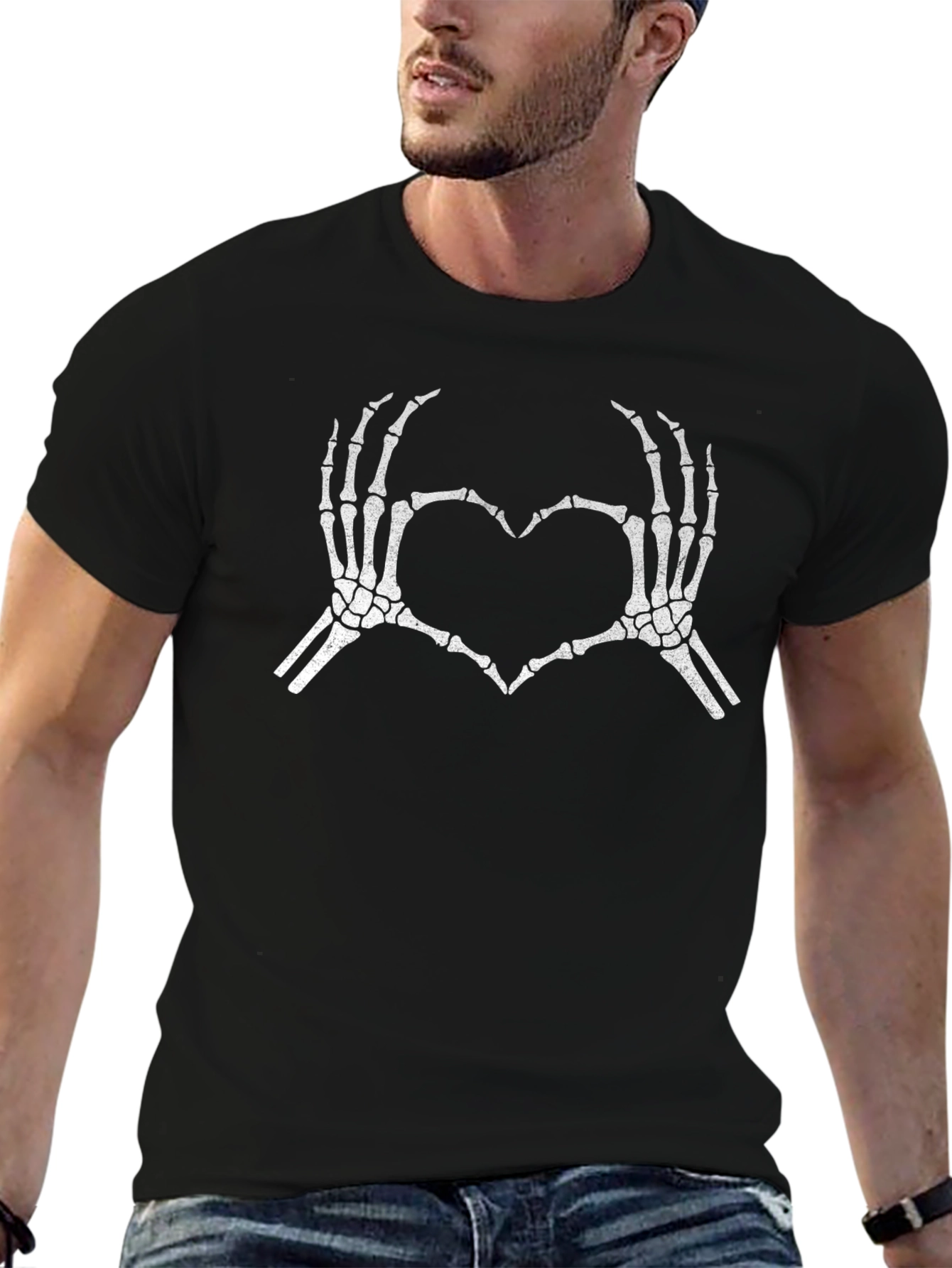 Skeleton Hand Heart Graphic Tee