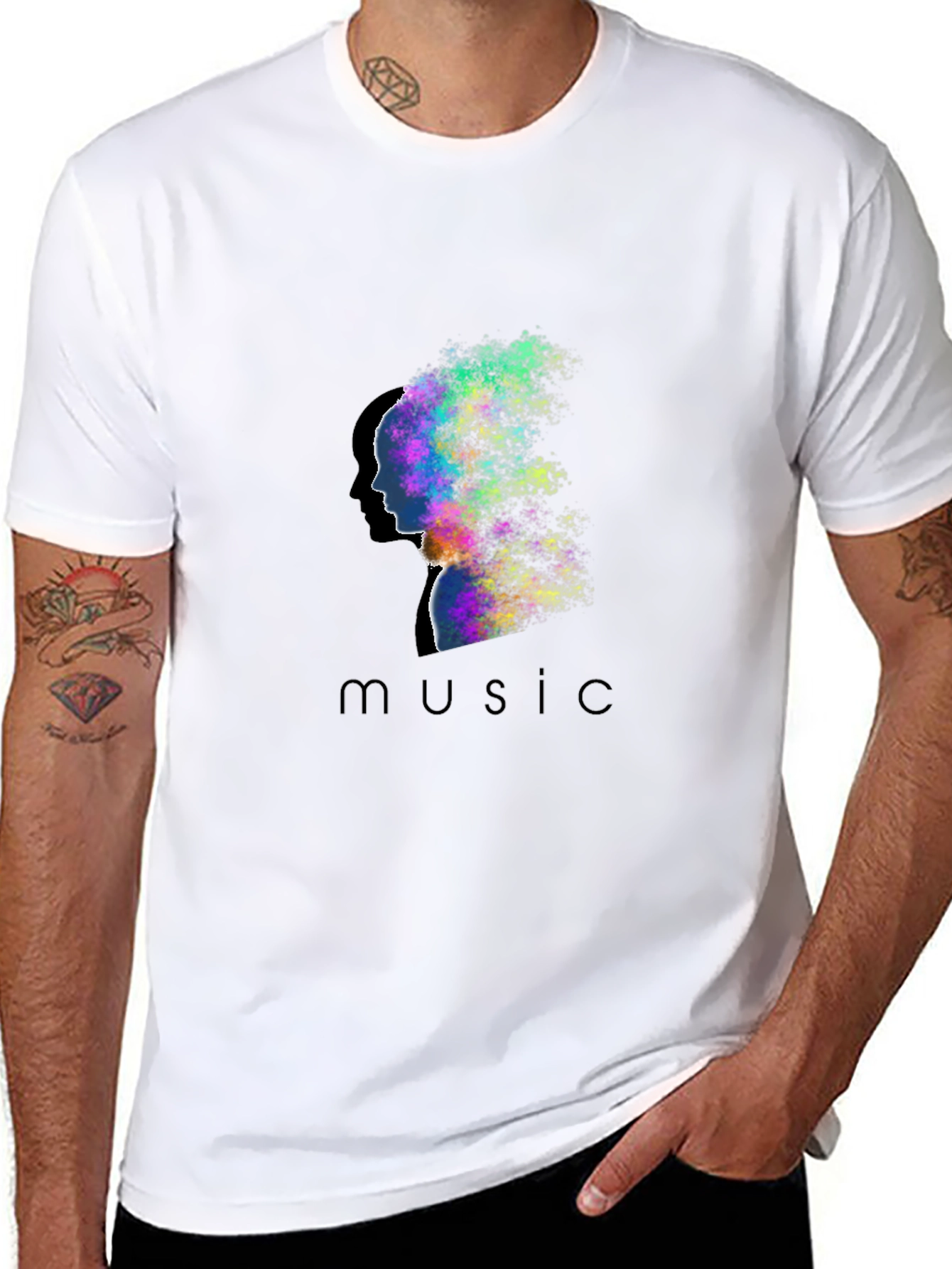 Music Silhouette Graphic T-Shirt - Artistic Design