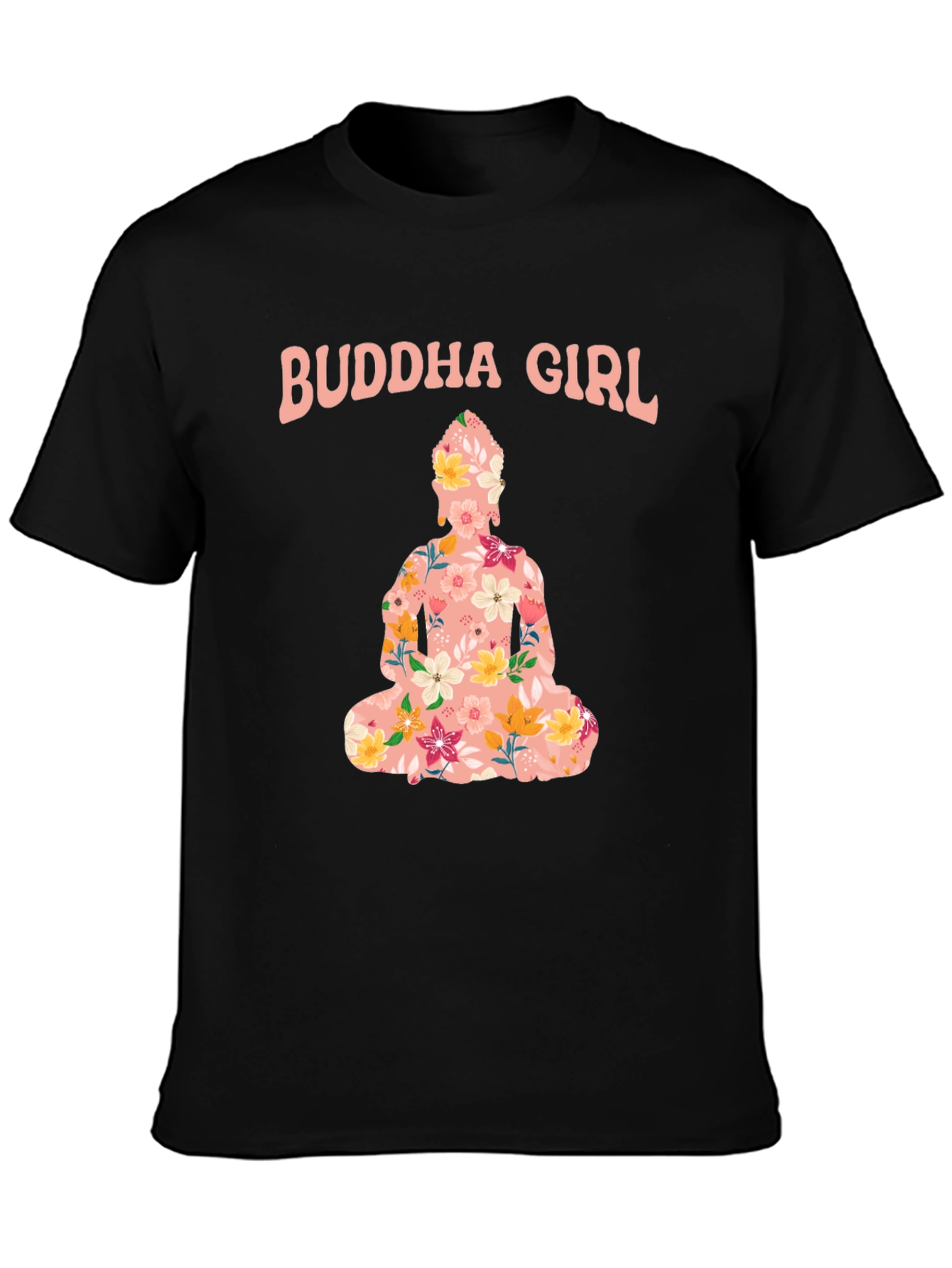 Buddha Girl Floral Graphic T-Shirt