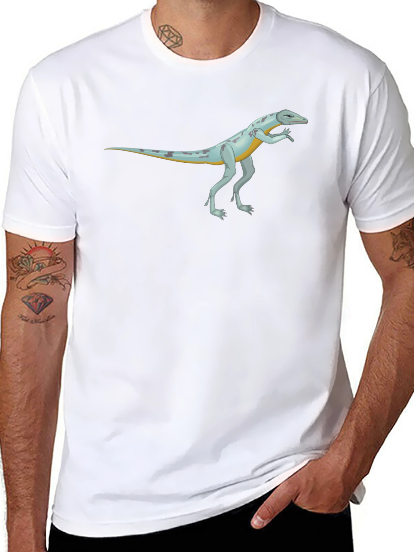 Cool Reptile Cartoon Graphic Black T-Shirt