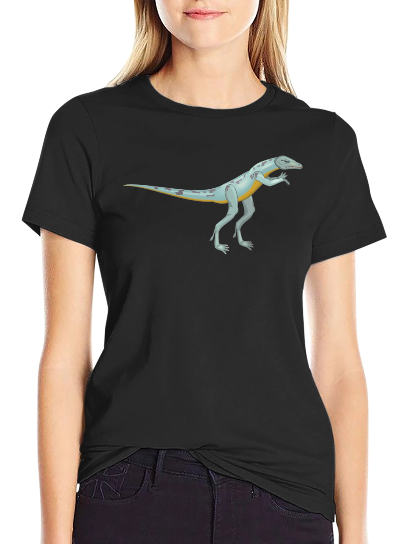 Cool Reptile Cartoon Graphic Black T-Shirt