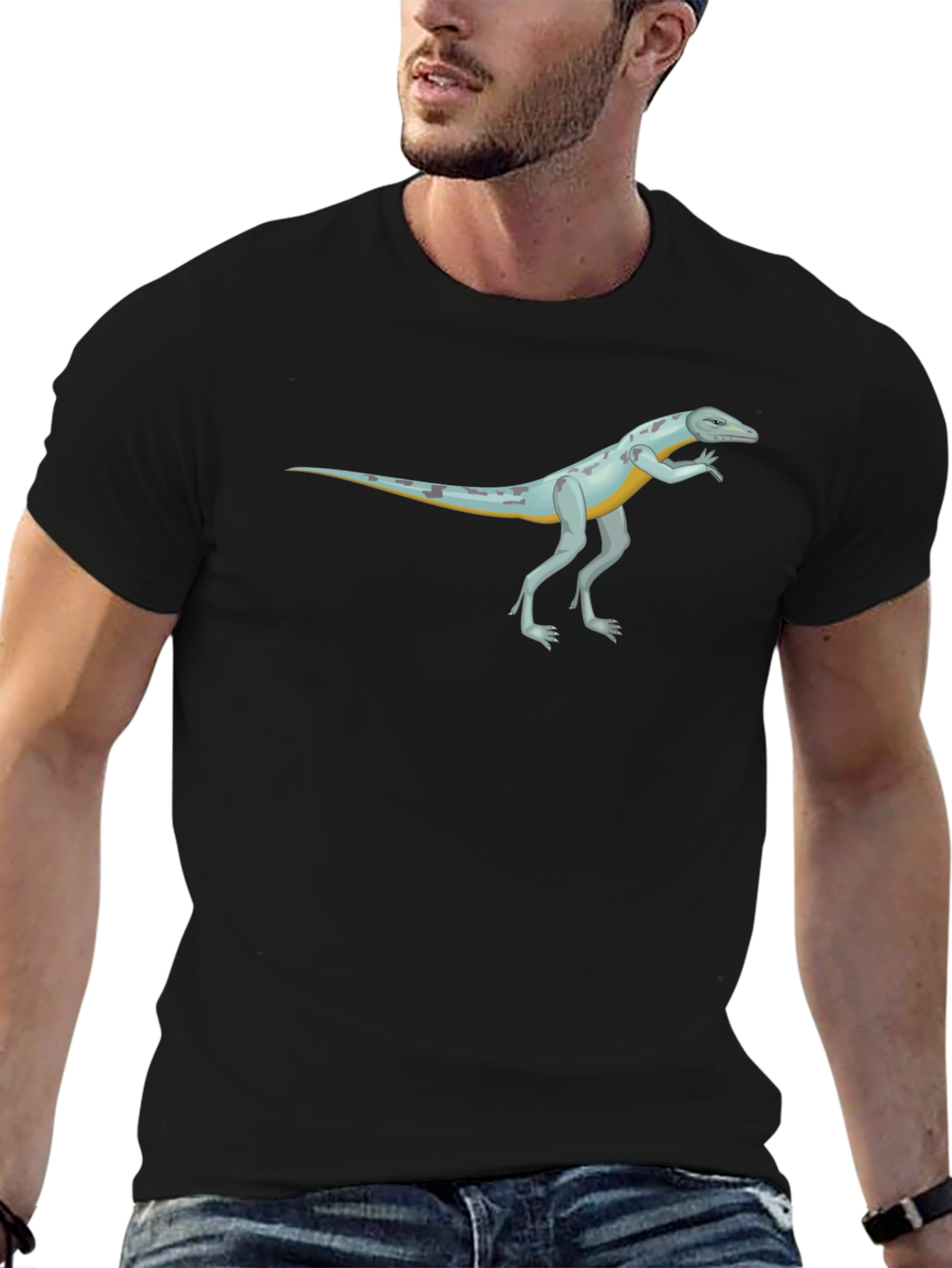 Cool Reptile Cartoon Graphic Black T-Shirt