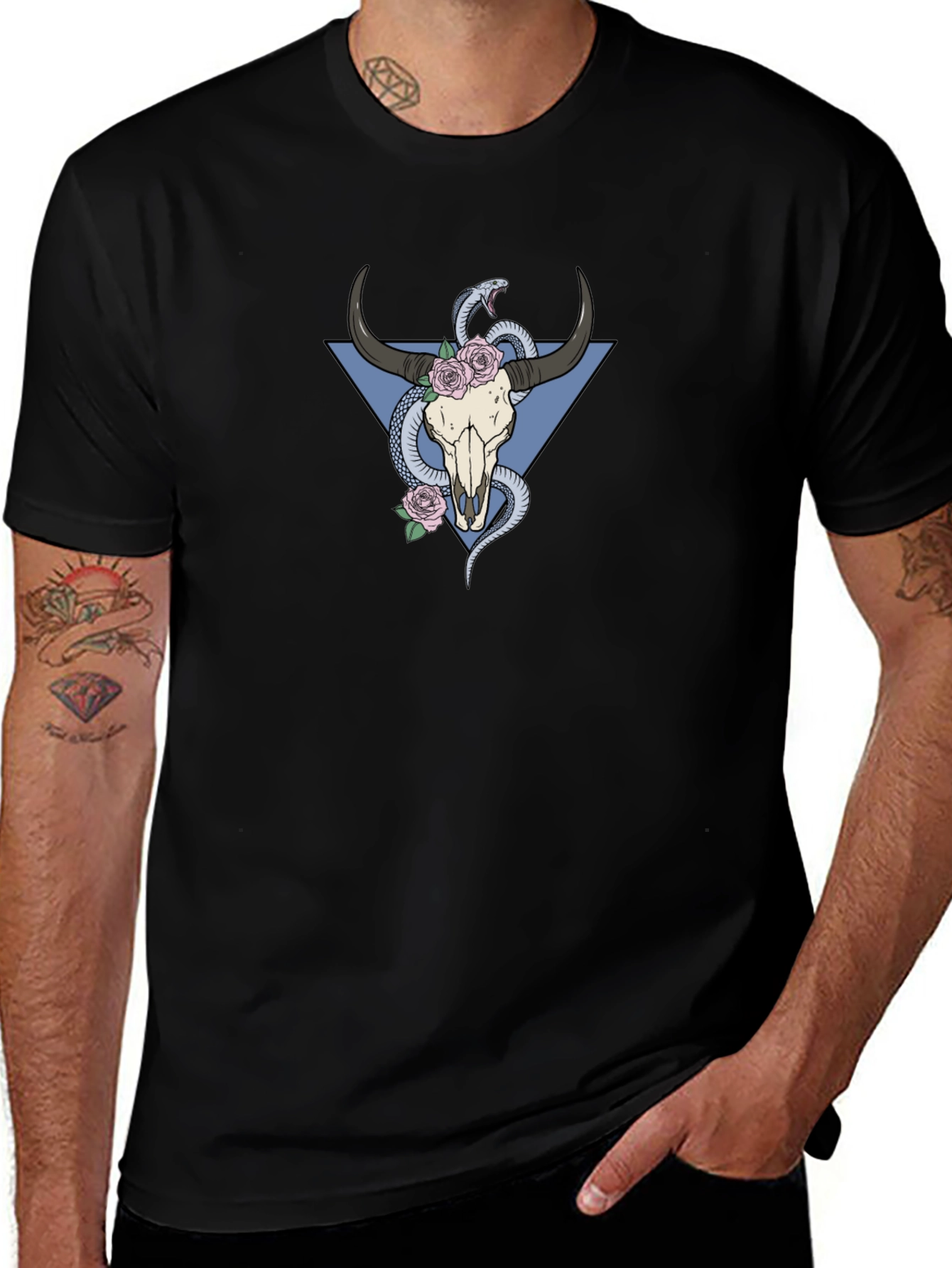 Skull & Snake Graphic T-Shirt - Cool Unique Design