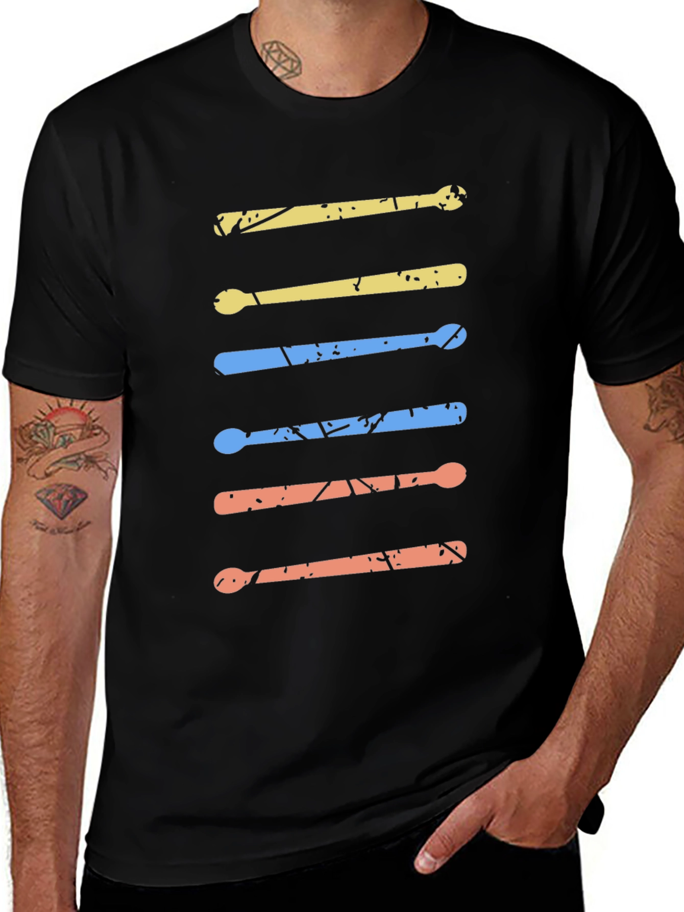 Drum Sticks Graphic Tee - Retro Music Lover Shirt