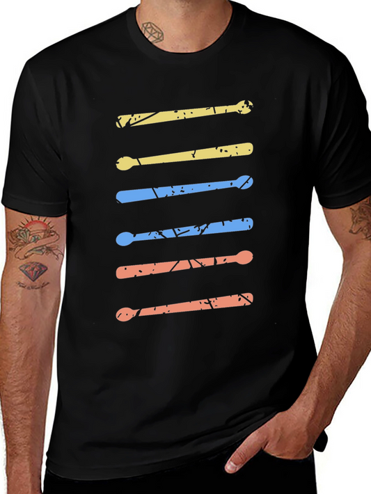 Drum Sticks Graphic Tee - Retro Music Lover Shirt