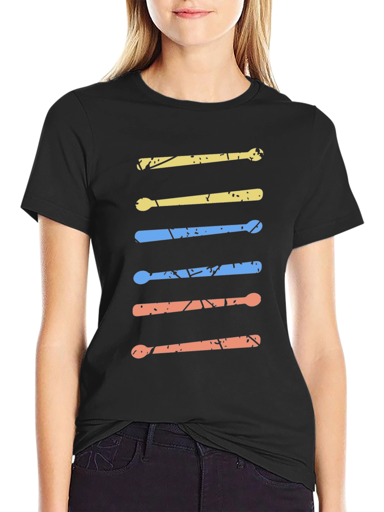 Drum Sticks Graphic Tee - Retro Music Lover Shirt