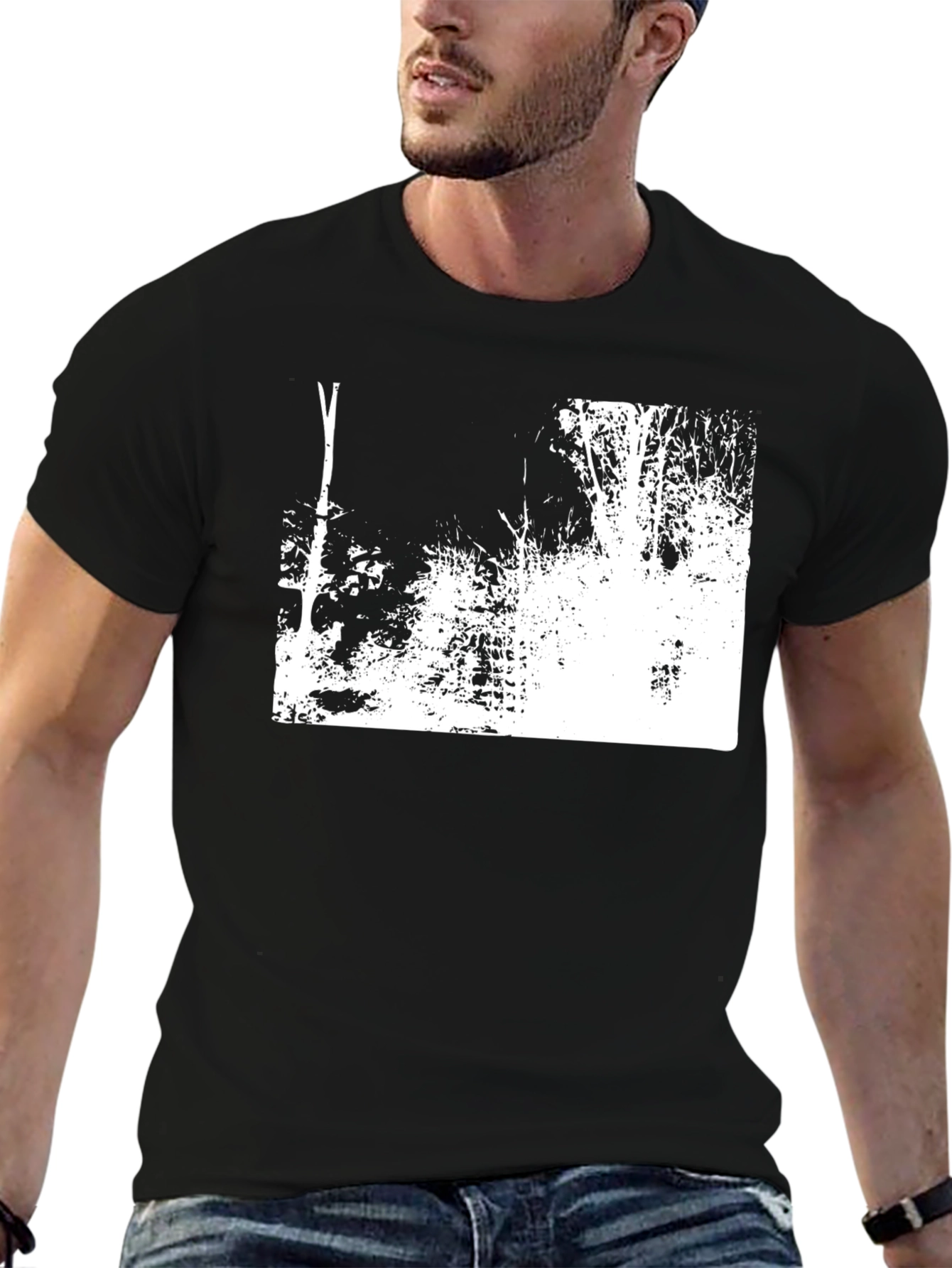 Abstract Forest Graphic Tee - Black Cotton