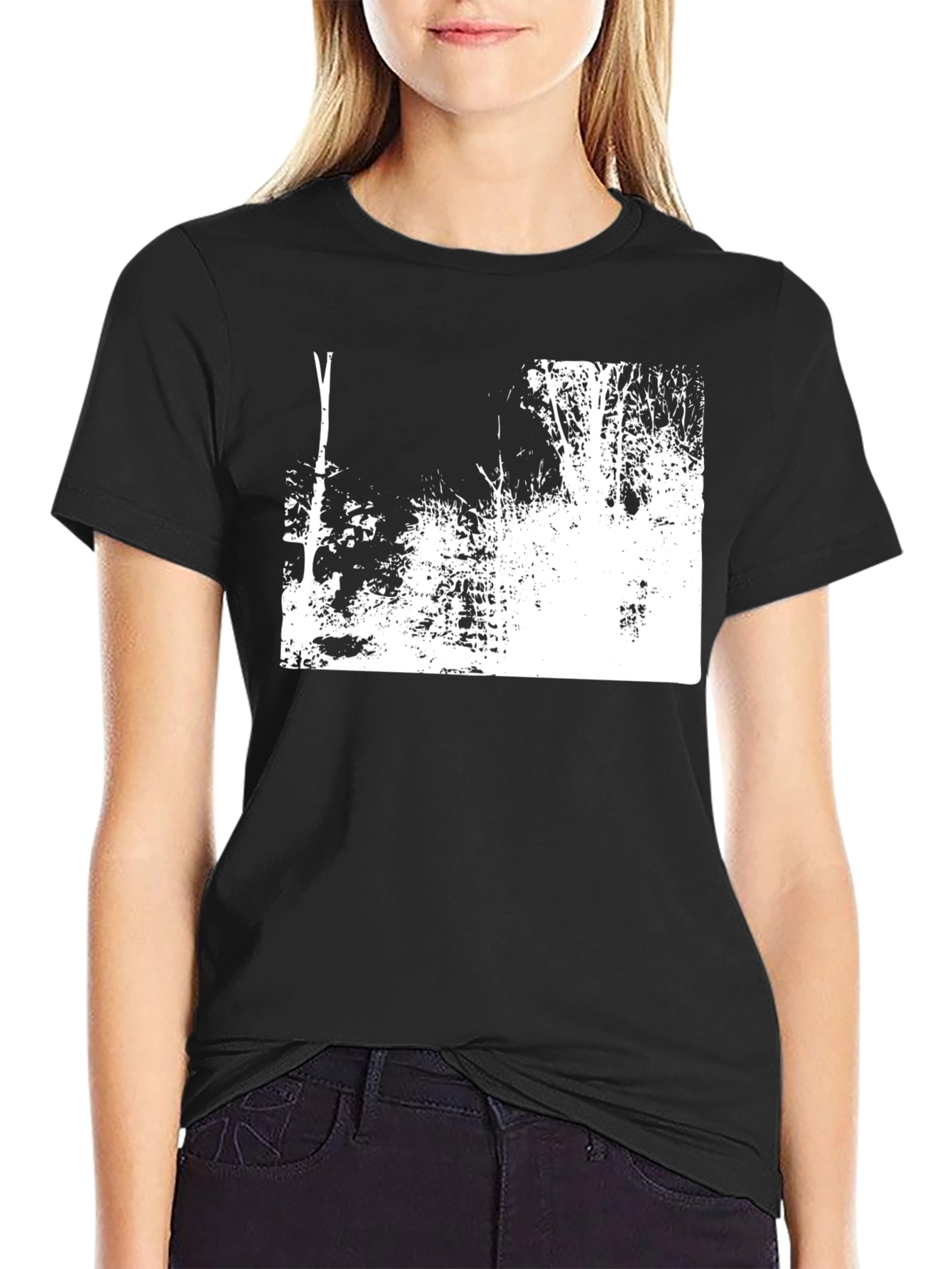 Abstract Forest Graphic Tee - Black Cotton