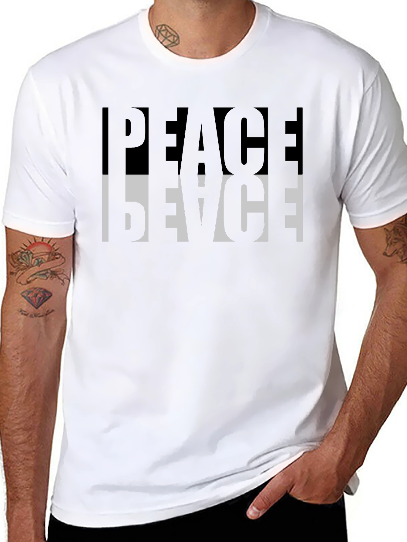 Peace Reversed Graphic Tee - Black Casual Shirt