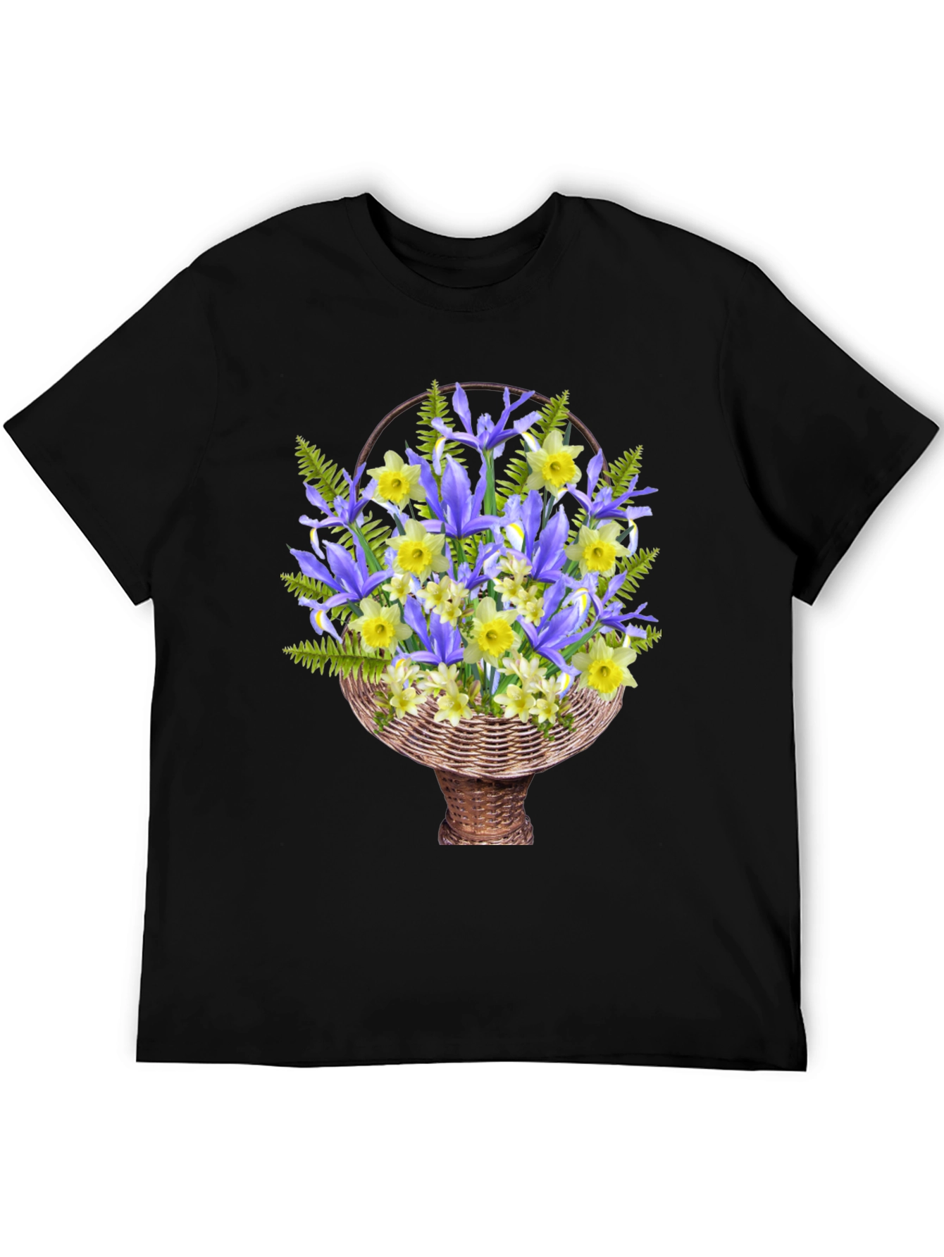 Floral Basket Graphic Tee - Mens Casual Style