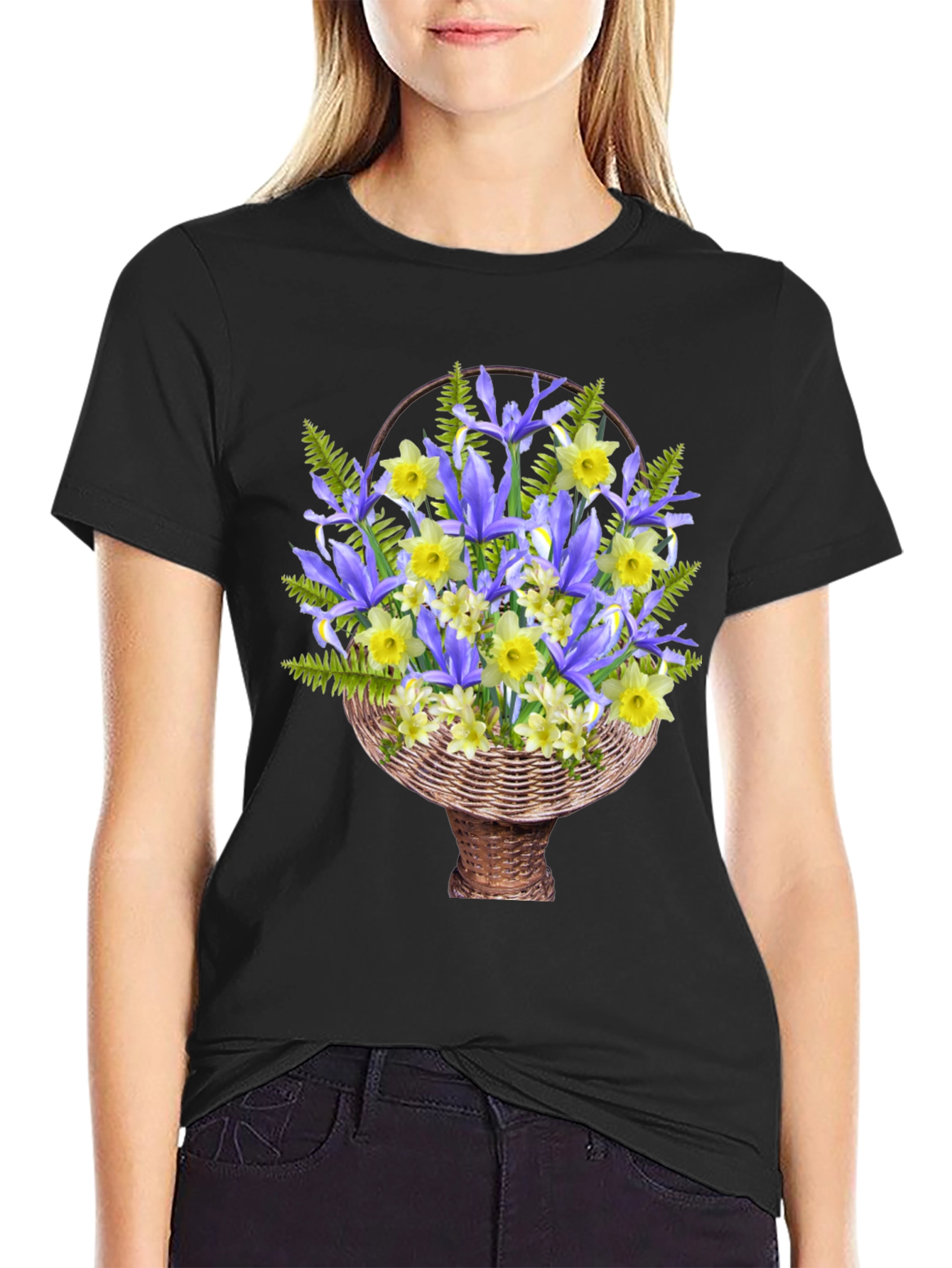 Floral Basket Graphic Tee - Mens Casual Style