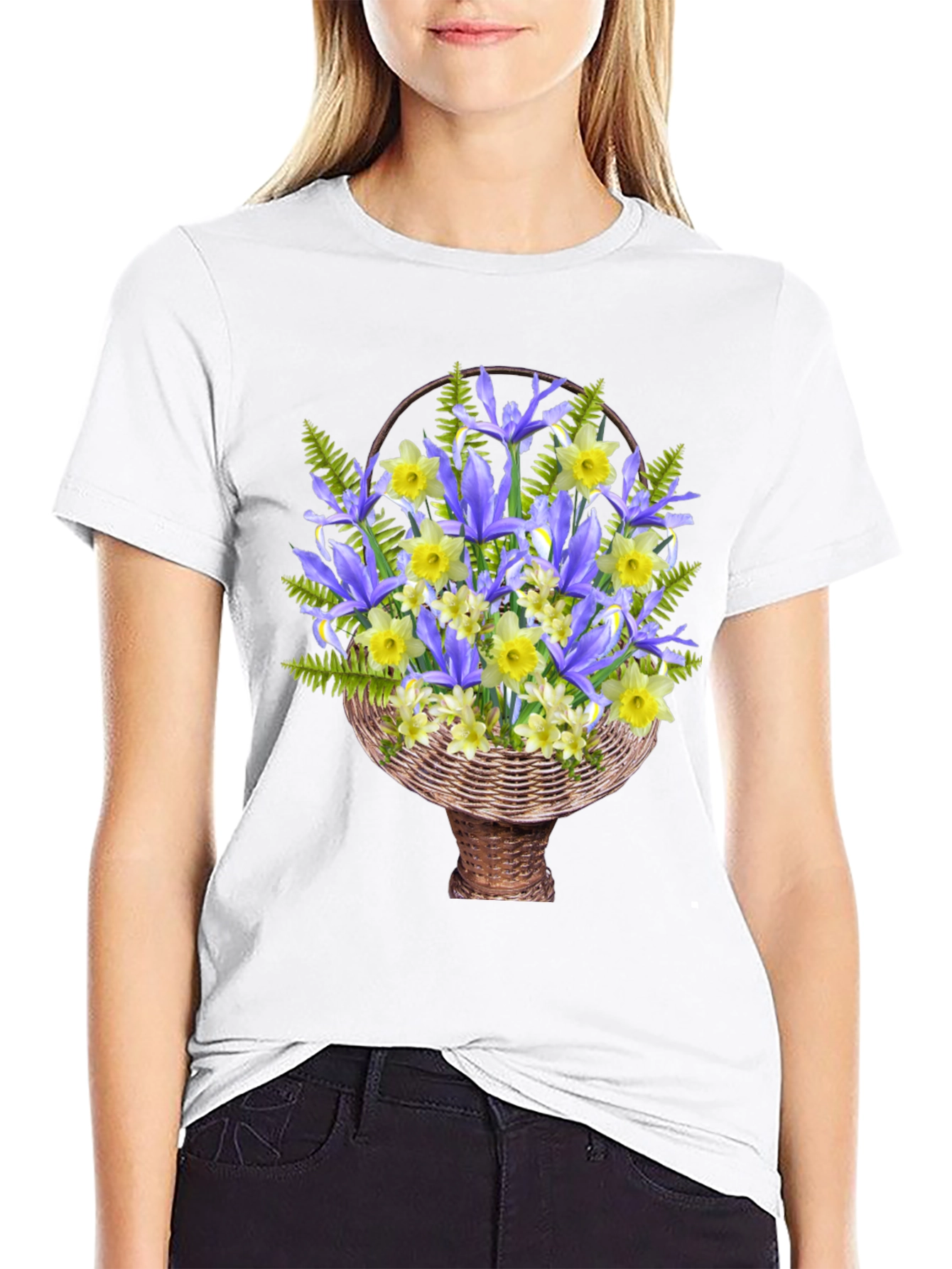 Floral Basket Graphic Tee - Mens Casual Style