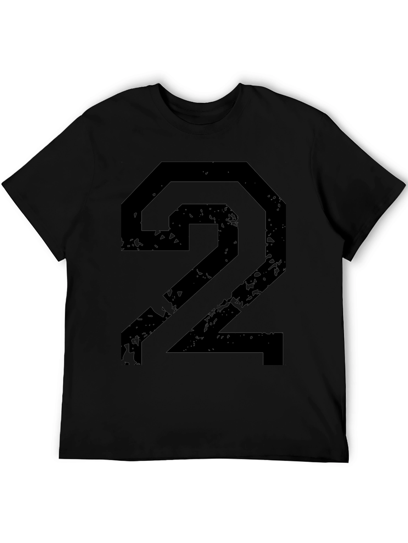 Distressed Number 2 Graphic Black T-Shirt