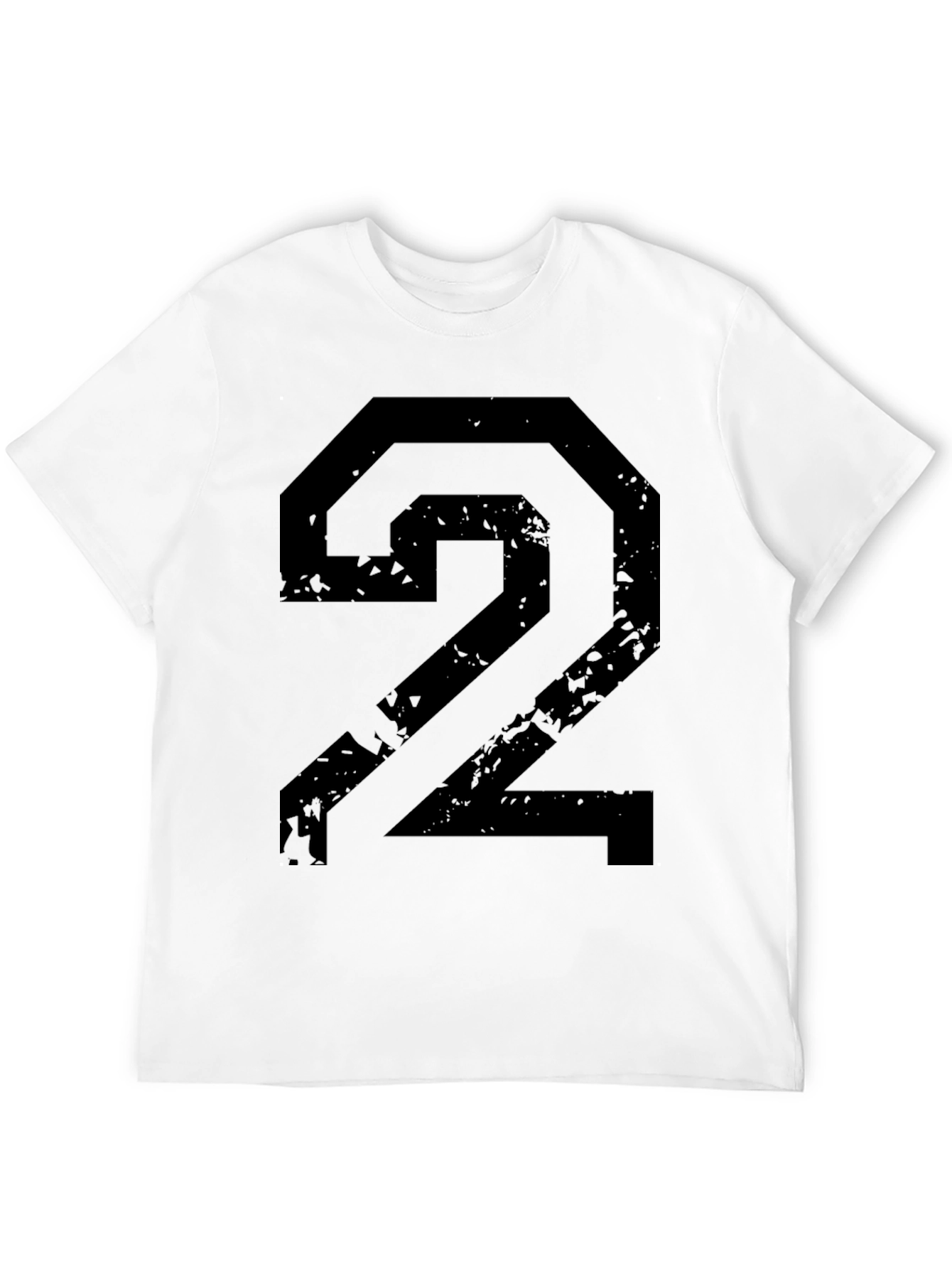 Distressed Number 2 Graphic Black T-Shirt