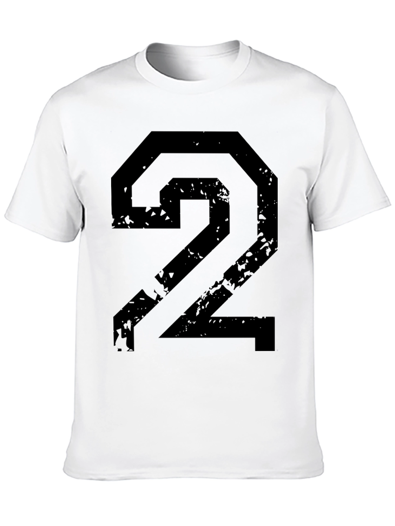 Distressed Number 2 Graphic Black T-Shirt