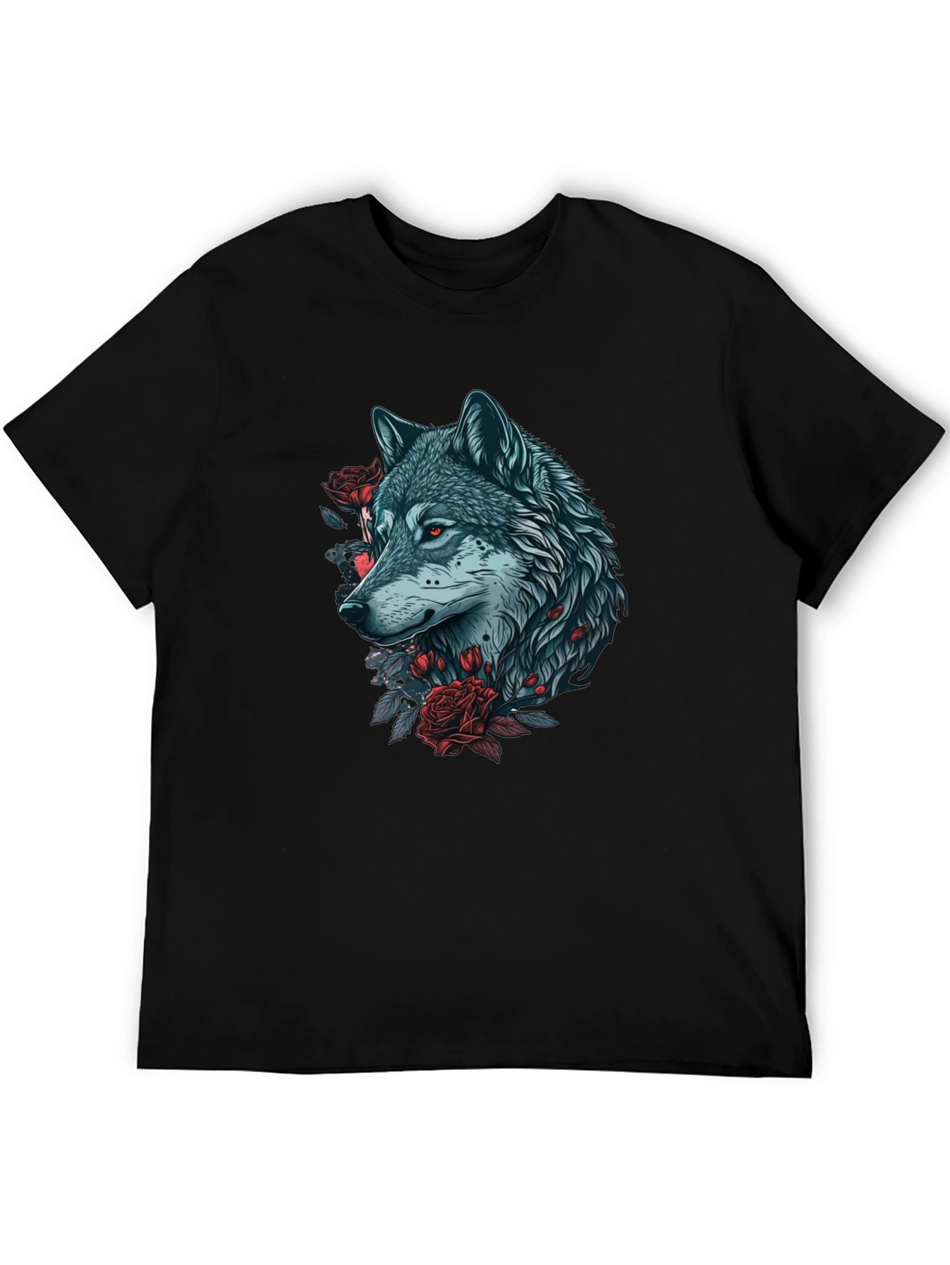 Wolf and Roses Graphic Tee - Black