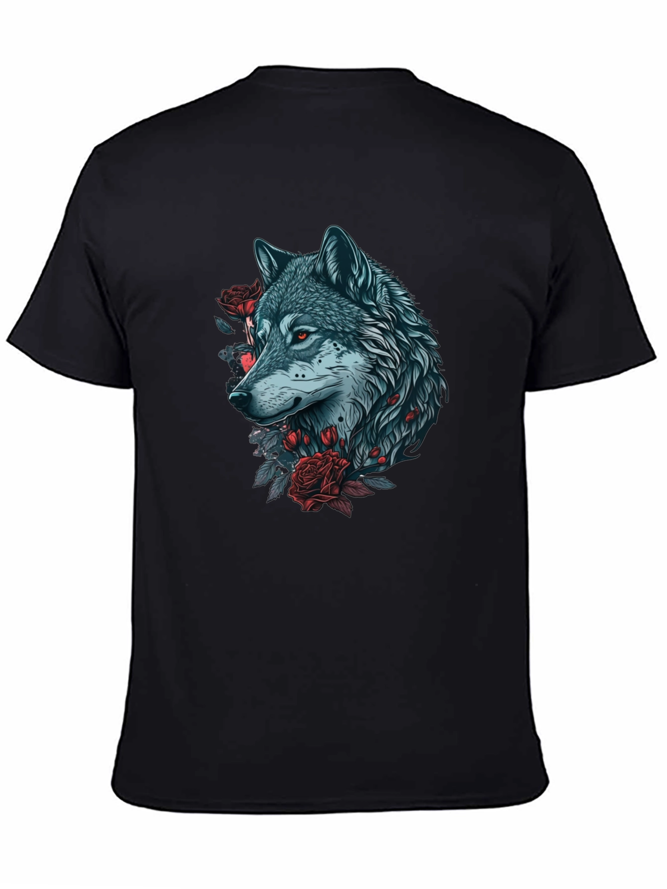 Wolf and Roses Graphic Tee - Black