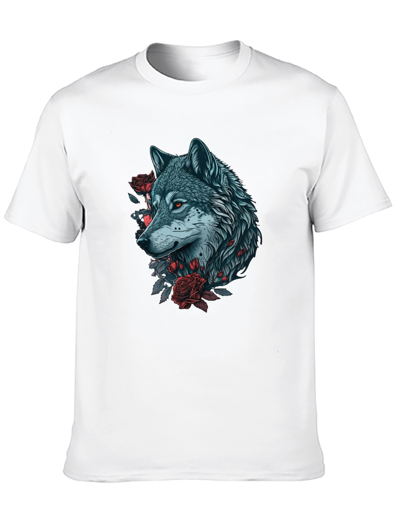 Wolf and Roses Graphic Tee - Black
