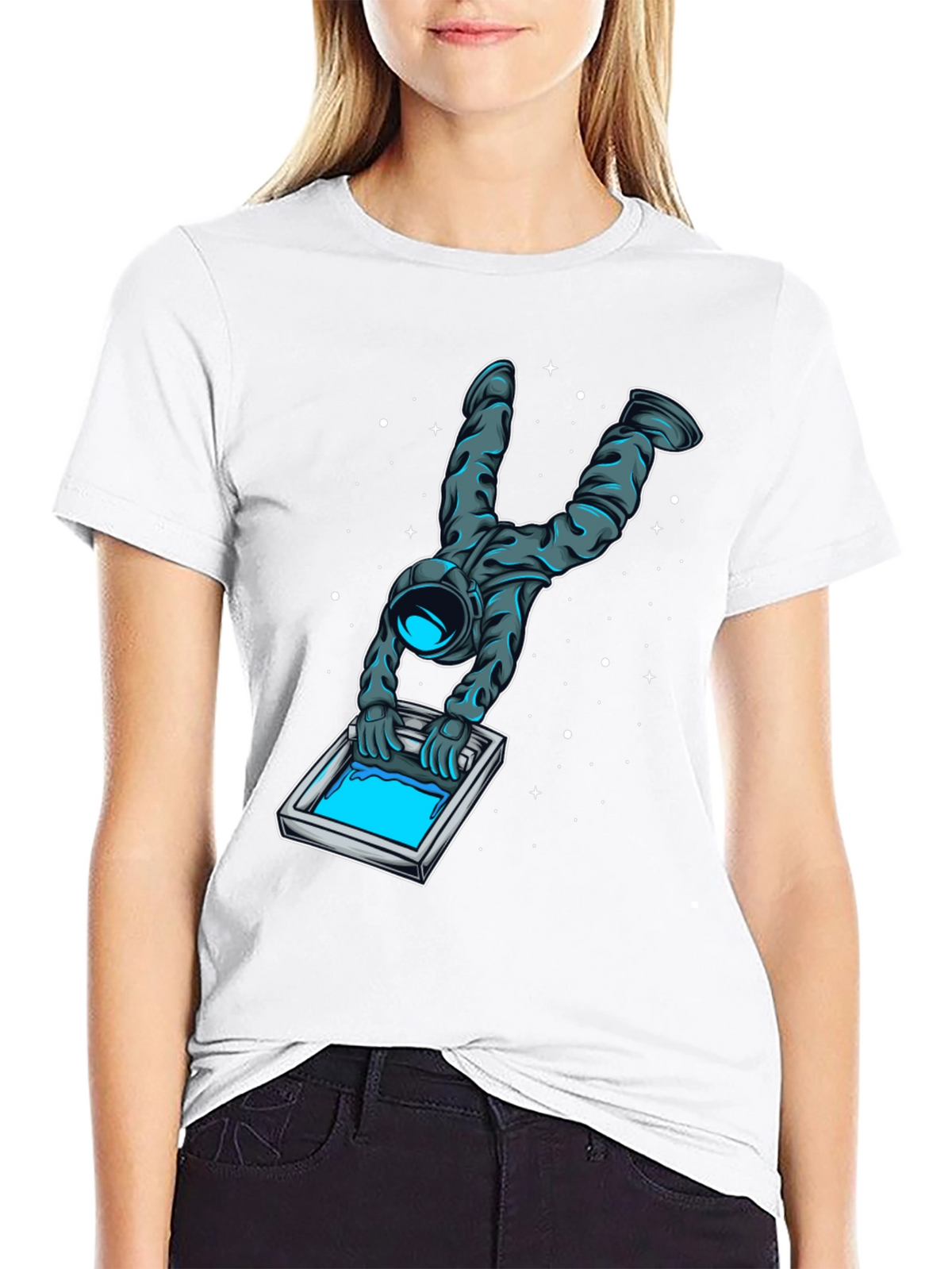 Astronaut Screen Printing T-Shirt - Unique Graphic Tee
