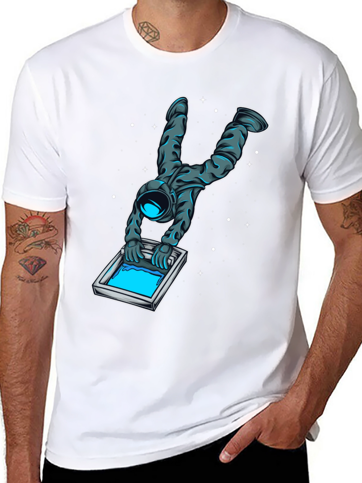 Astronaut Screen Printing T-Shirt - Unique Graphic Tee
