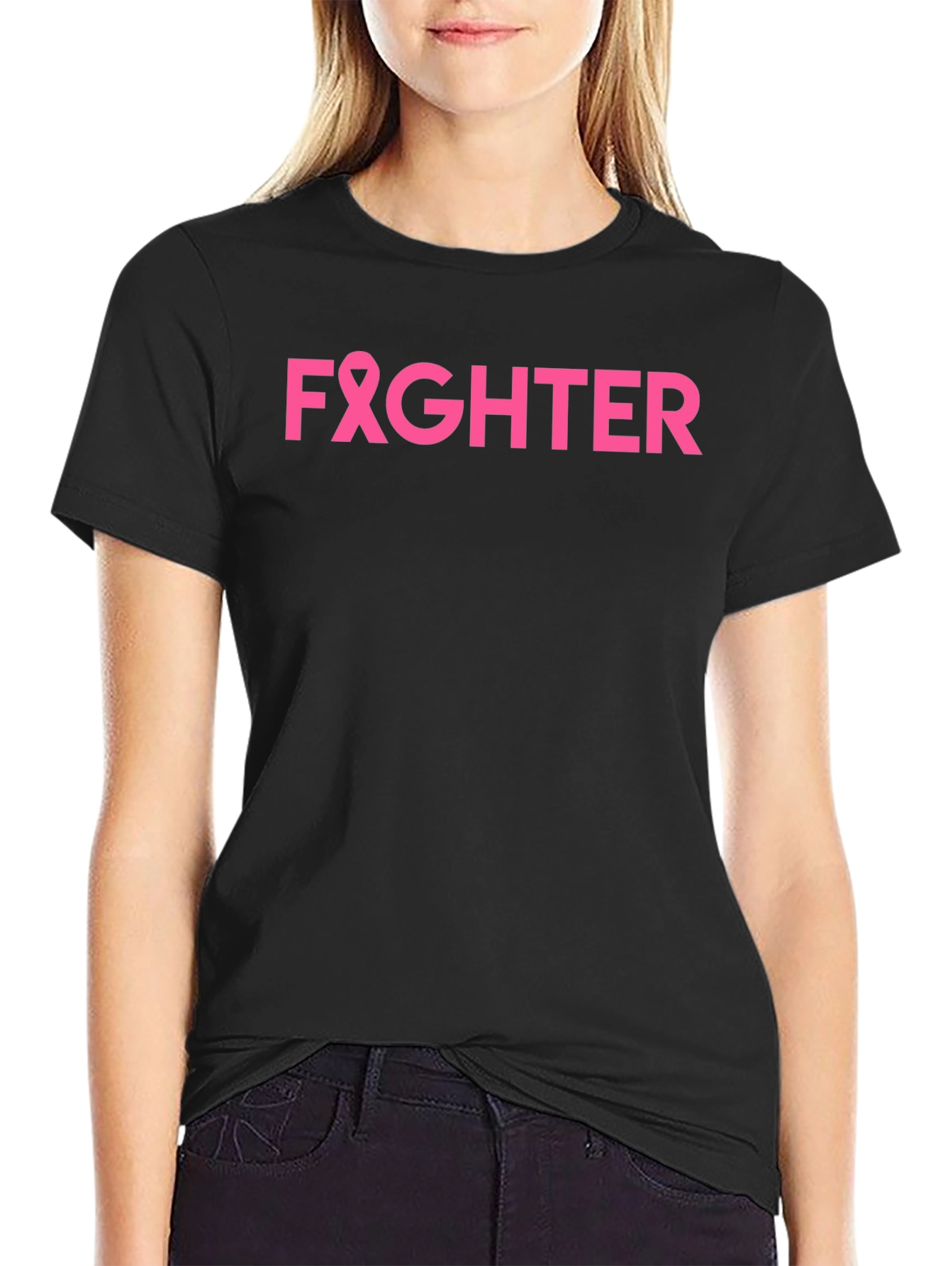 Pink Ribbon Breast Cancer Fighter Graphic Tee